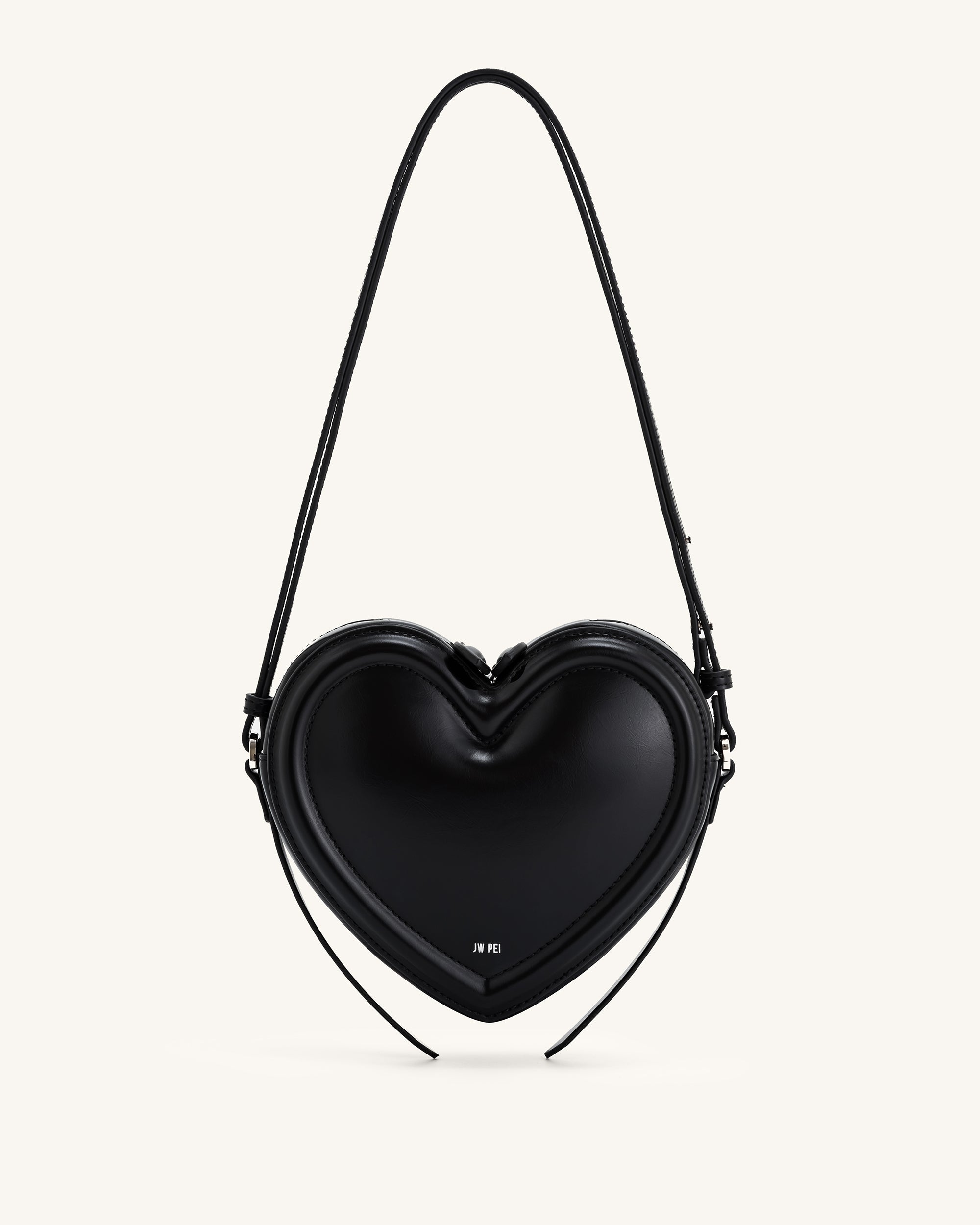 1C127-1_FRONT Arlene Heart Shaped Bag - Black - Image 1