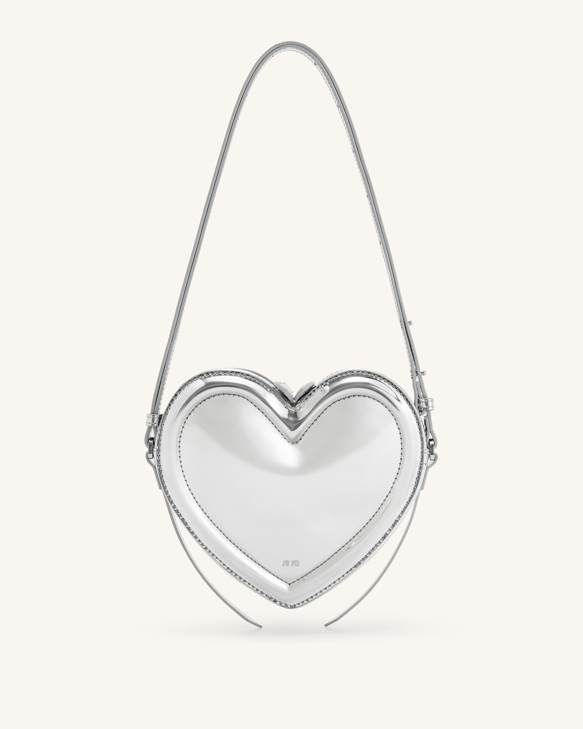 1C127-9-FRONT Arlene Heart Shaped Bag - Sliver - Image 1