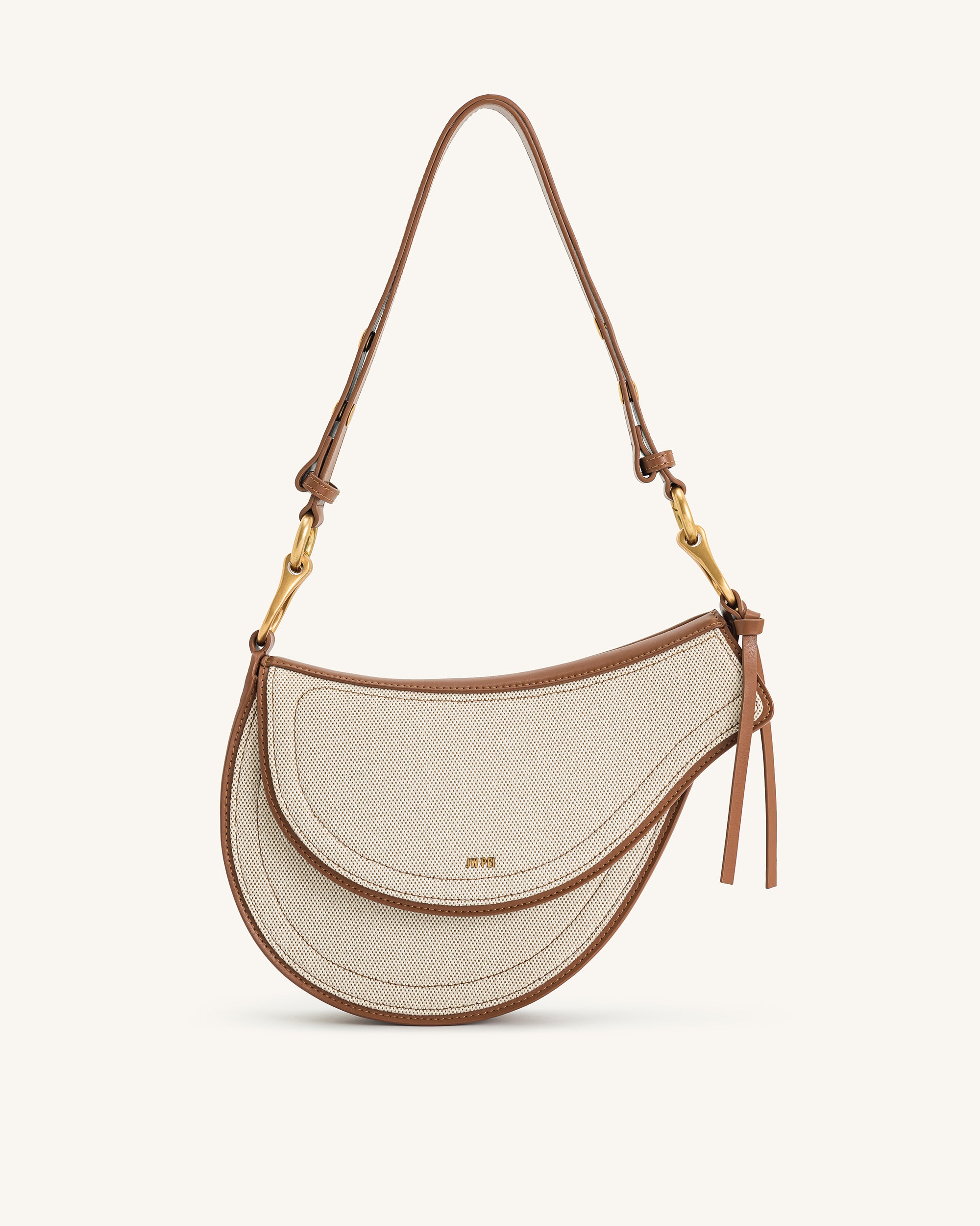 1C20-31-FRONT Ashlie Crossbody Bag - Brown Canvas - Image 1