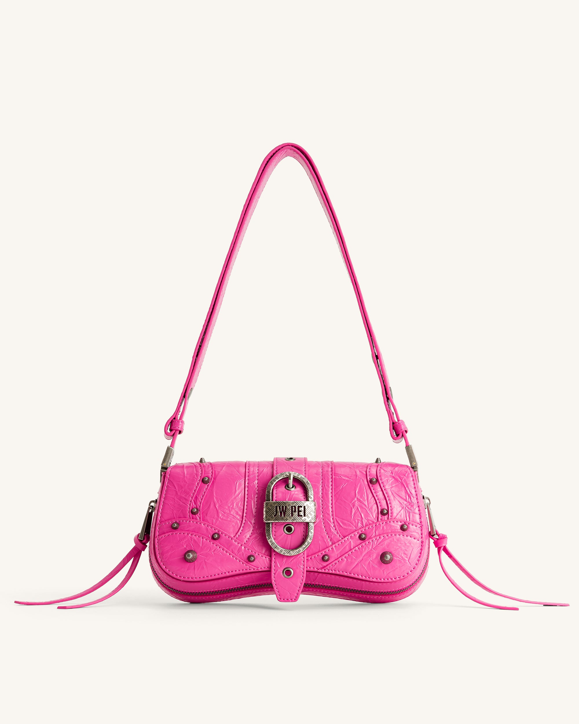 1C56-42Front_ccd8dac6-e4e2-46b2-af1a-a0460531bc0e Joy Crushed Shoulder Bag - Bright Pink - Image 1