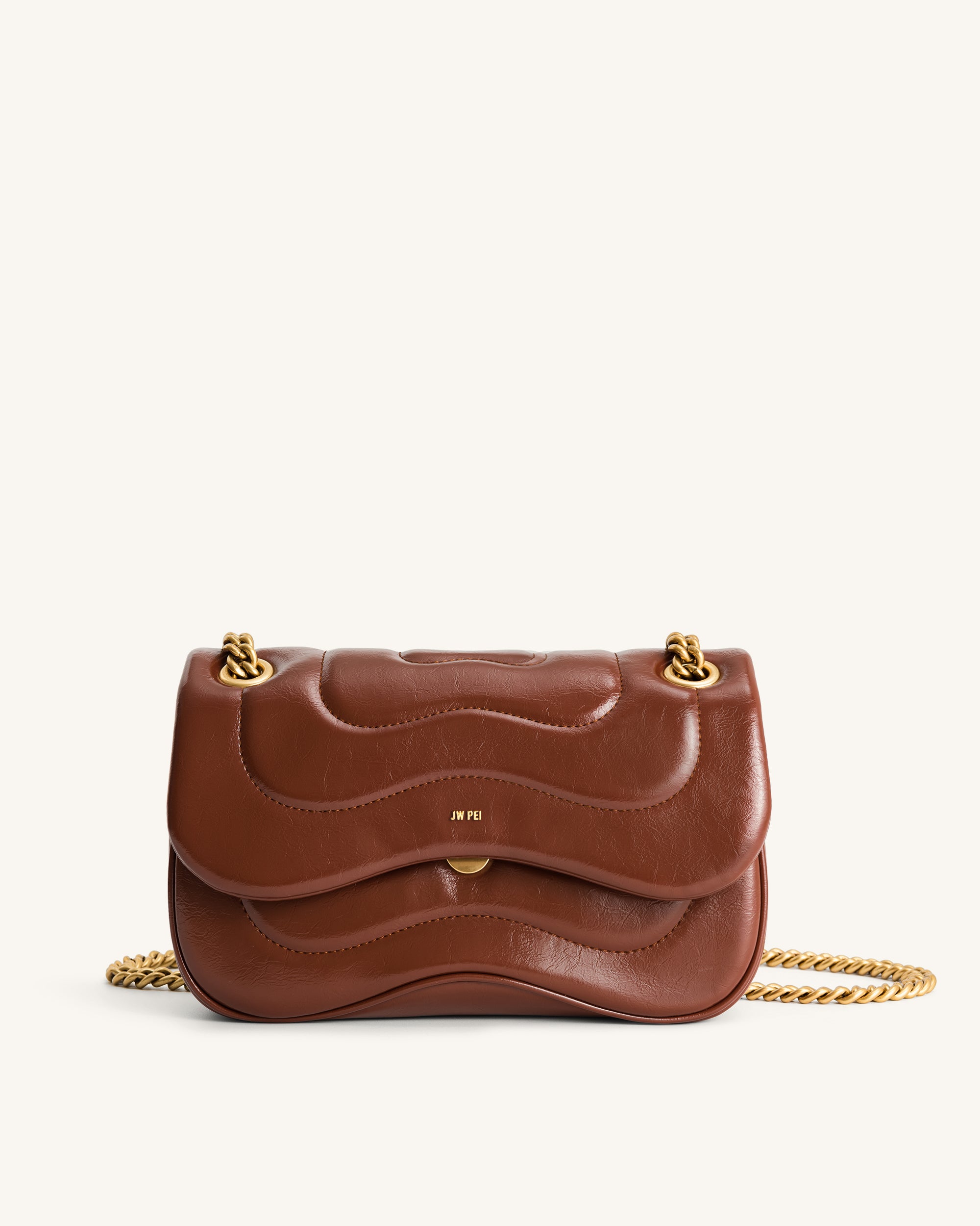 1C79-3 Tina Quilted Chain Crossbody - Brown - Image 1