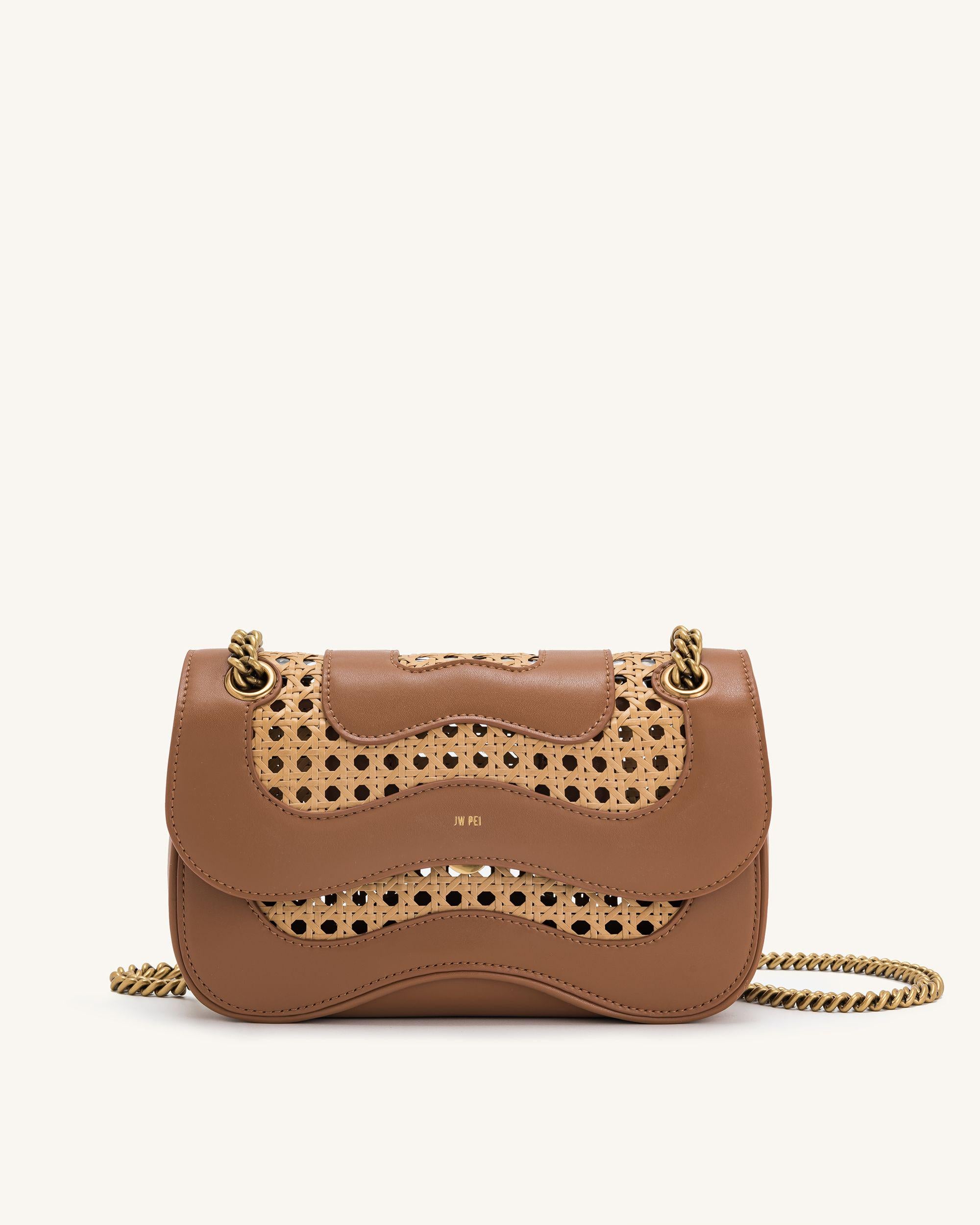 1C79-32-1 Tina Faux Bamboo Woven Crossbody - Brown - Image 1