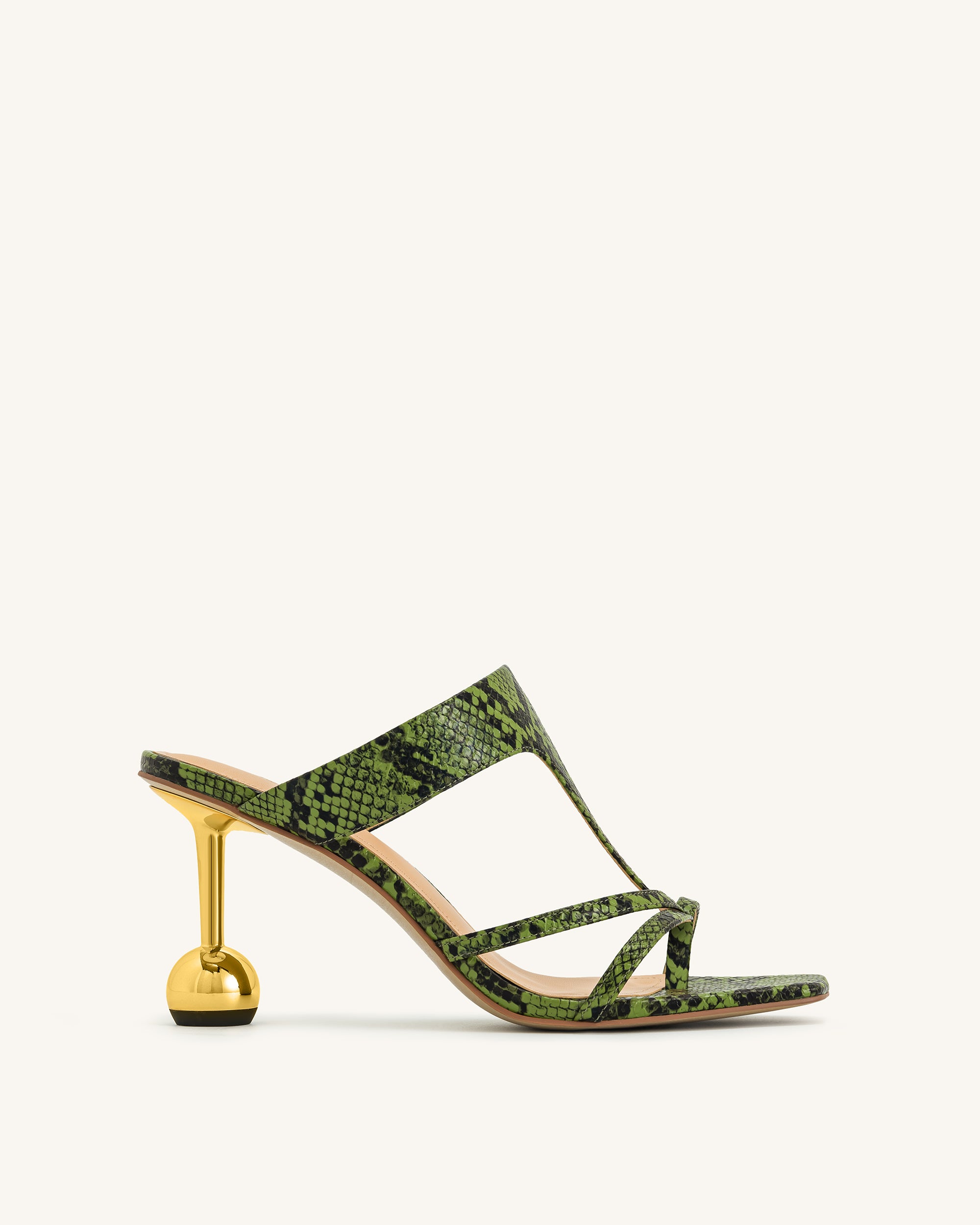 1SDS144-7-SIDE1_731b5f5f-8b9c-447d-ae5b-759d01c3878b Cora Snakeskin Heeled Flip Flops - Green - Image 1