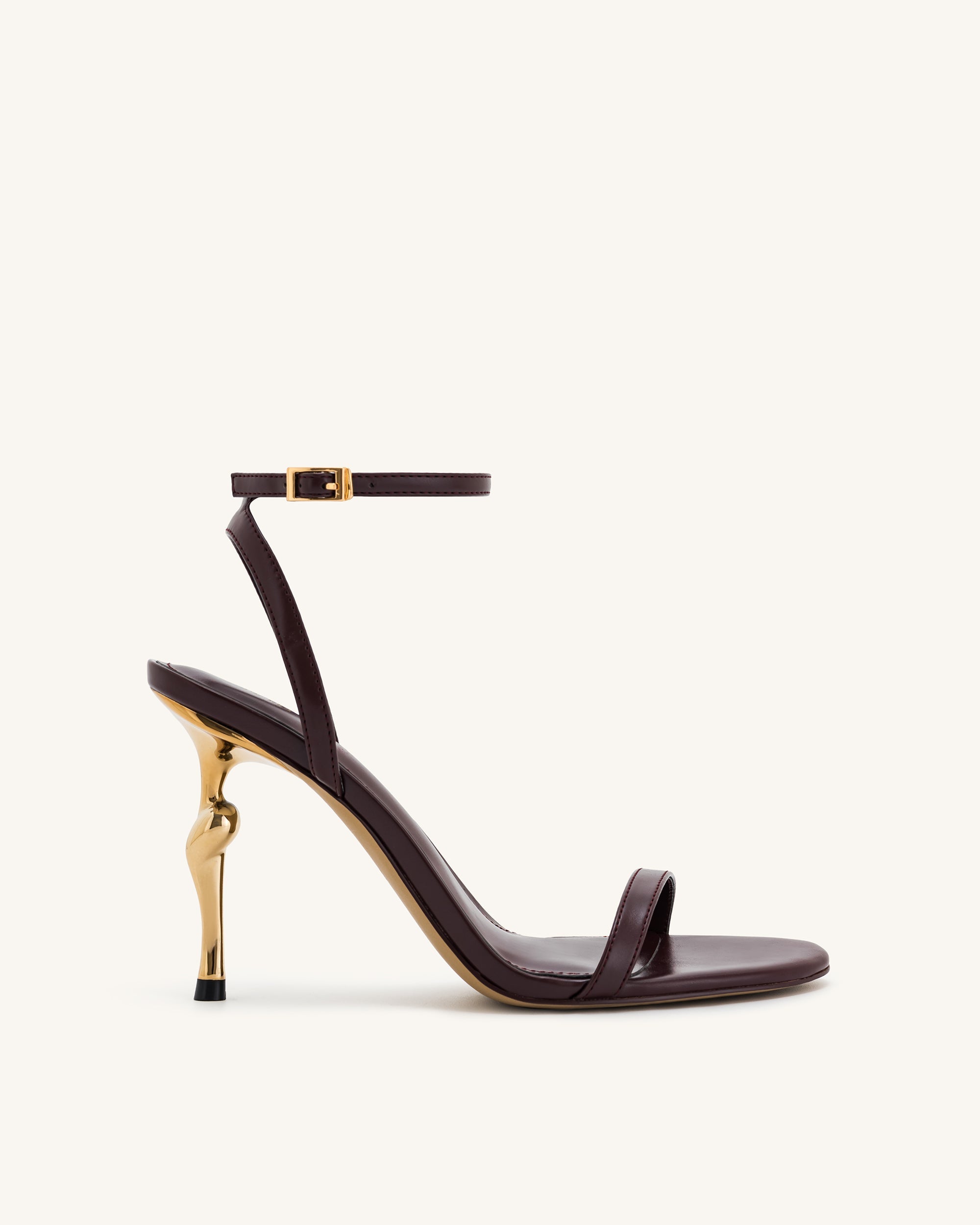 1SDS27-3-FRONT_0c624ff9-5a44-45f3-903e-6688532952fd Alivia Gold Metal Heel Sandals - Claret Red - Image 1