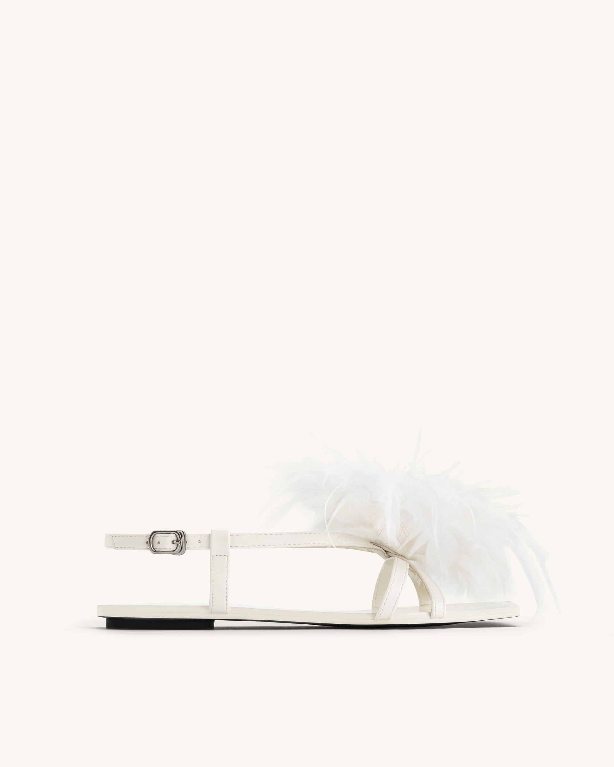 1SDS37-2-FRONT_2728439a-1724-48b4-84ee-812dabbfd3c8 Fluffy Flats Sandals - White - Image 1
