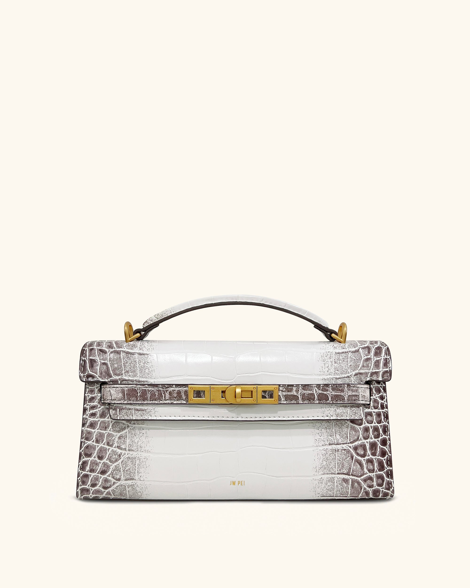 1_6066c534-84be-43ab-8aea-37b9fdbb6fef Noor Top Handle Bag - White Croc - Image 1