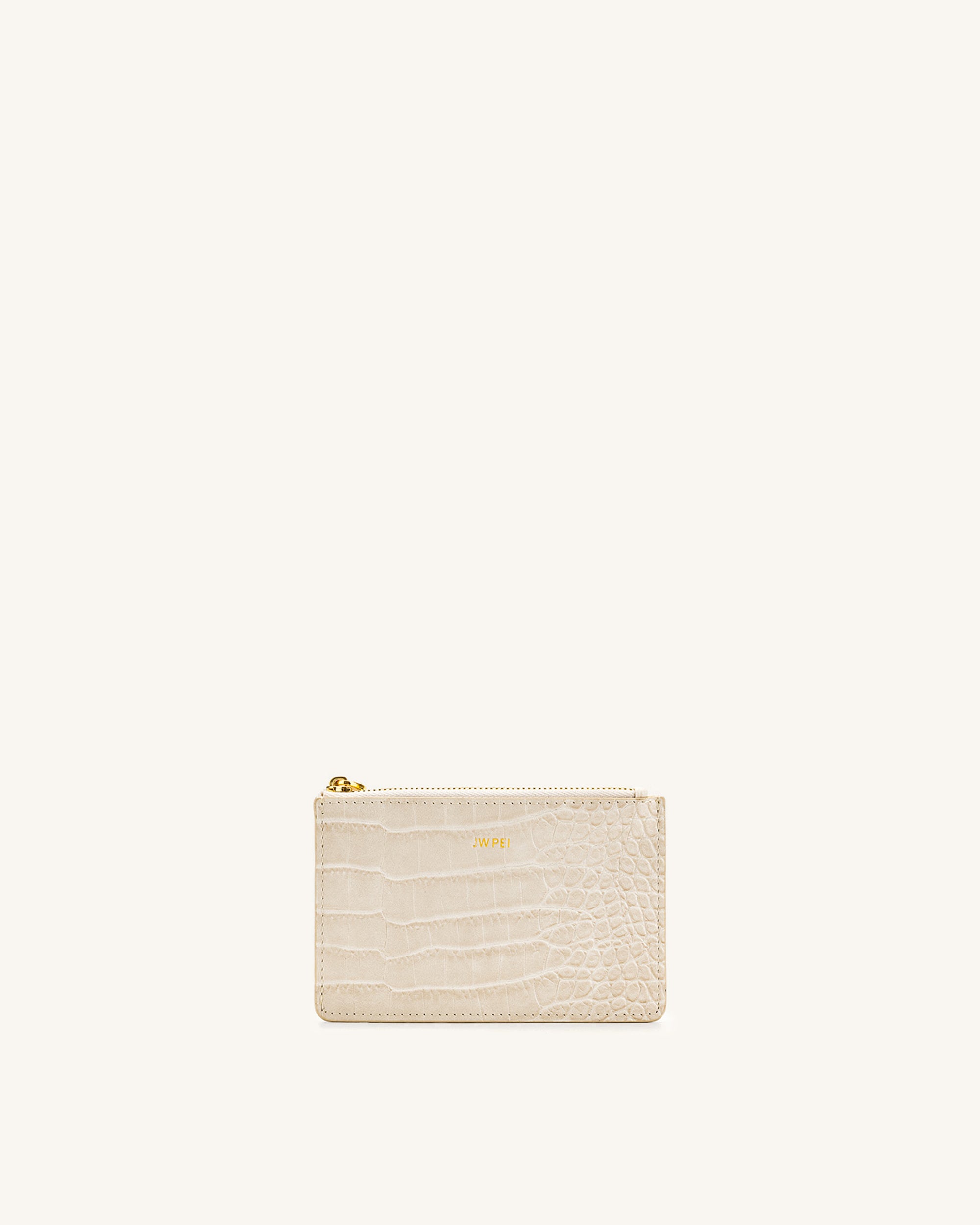 2020227-JWE051-1_cdb4fab6-f435-40e6-a778-ac6928bc4a4b Quinn Zipped Card Holder - Ivory Croc - Image 1