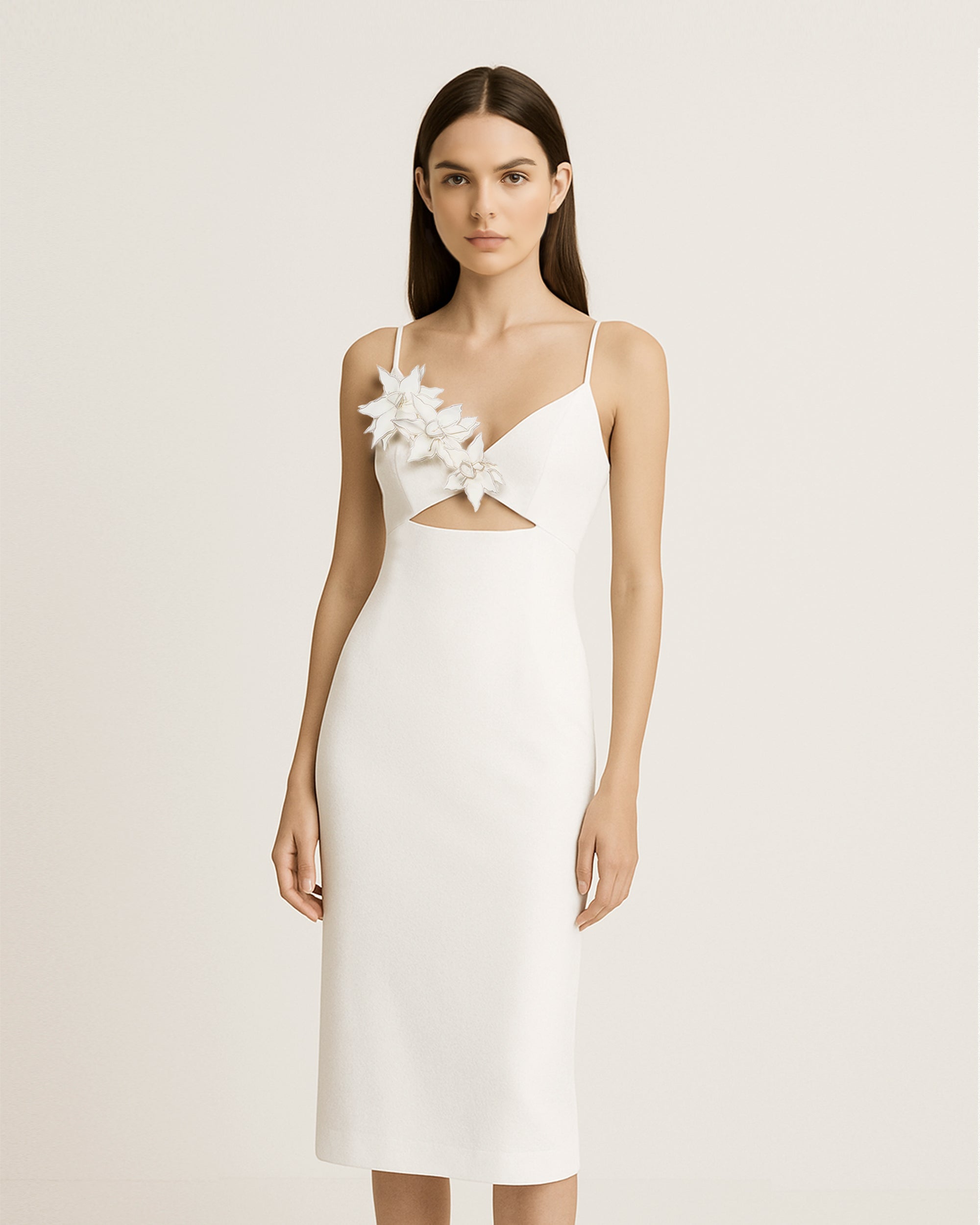 20250625-094108 Bloom-Cut Contour Dress - White - Image 1