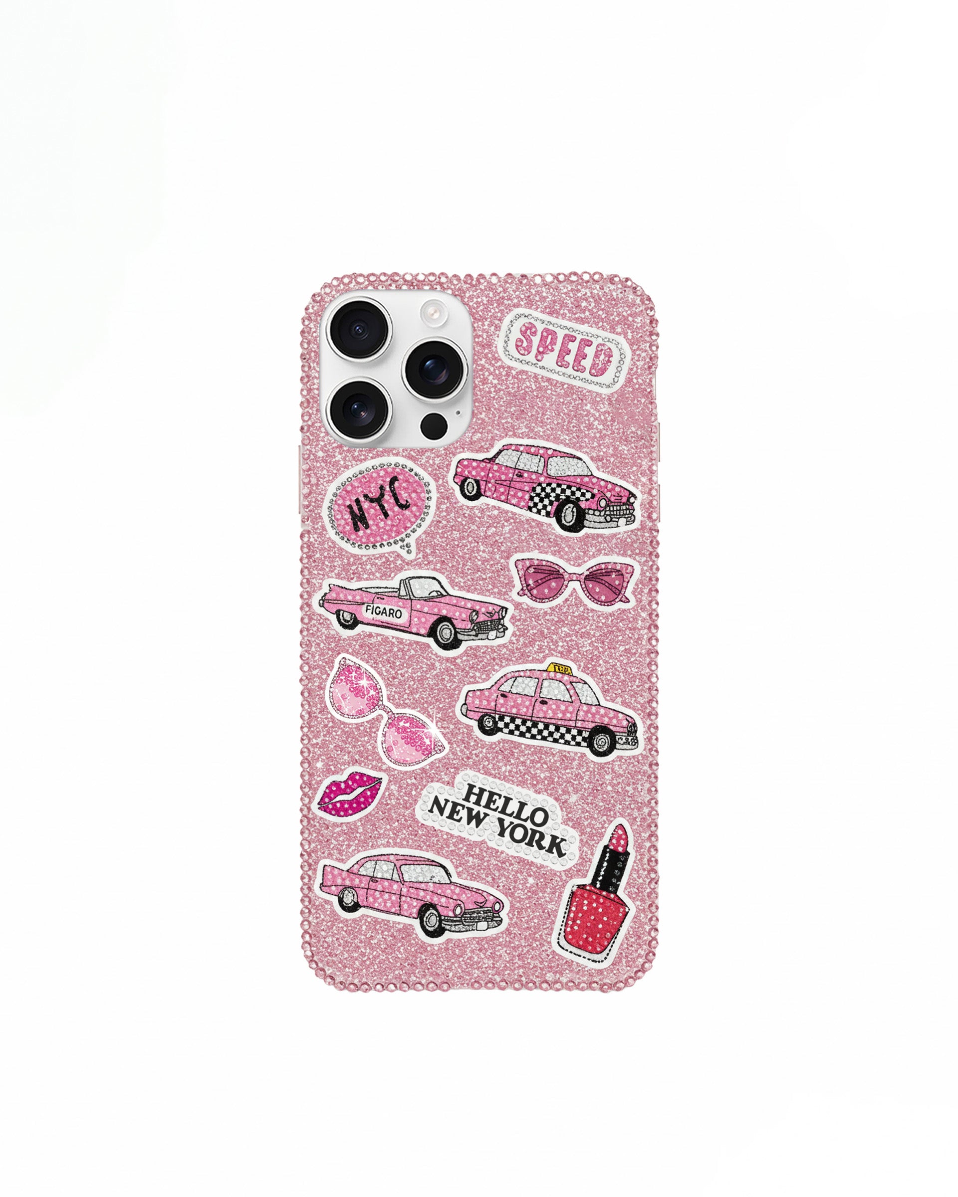 20250626-142910 NYC Pink Taxi Bling Phone Case – Glitter Pink - Image 1