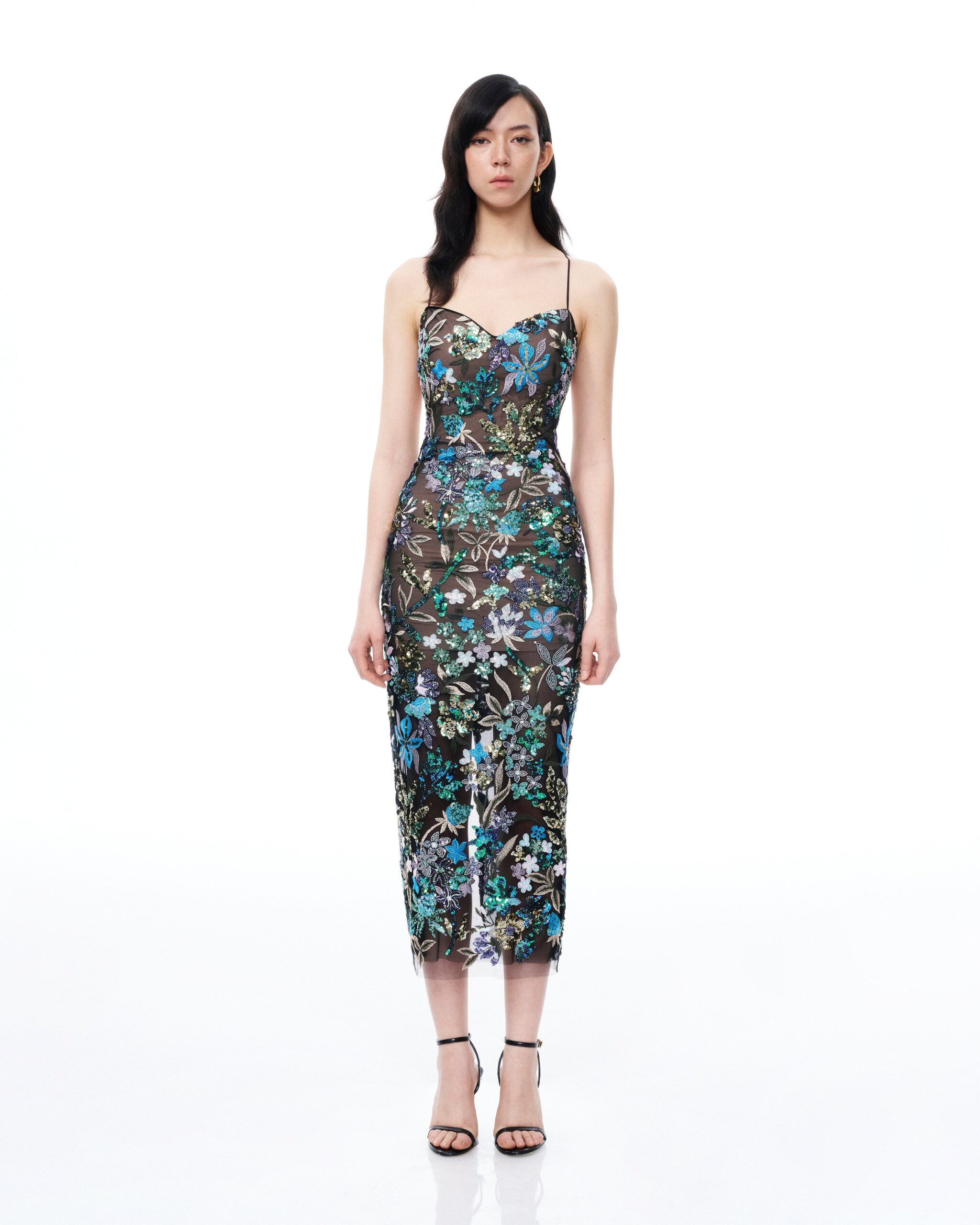 250329JWPEI0345 Isadora Floral Sequin Dress - Black Multi - Image 1
