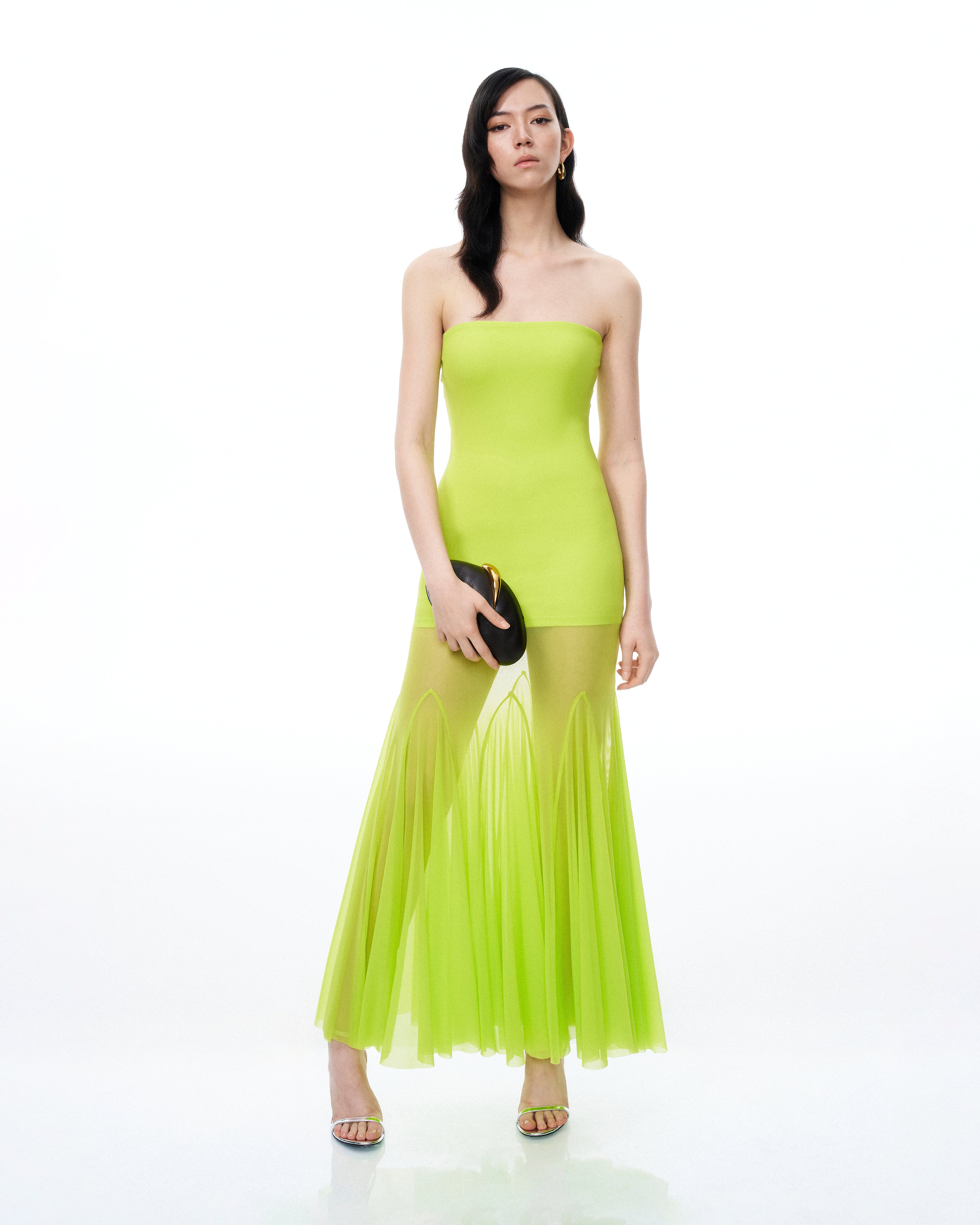 250329JWPEI0668 Thalassa Mesh Dress - Lime Green - Image 1