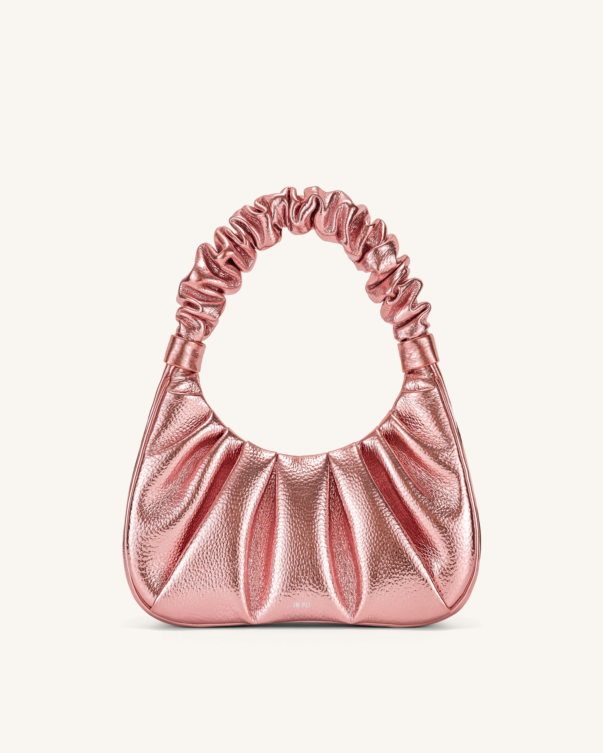 2T03-62Front Gabbi Metallic Ruched Hobo Handbag - Pink - Image 1