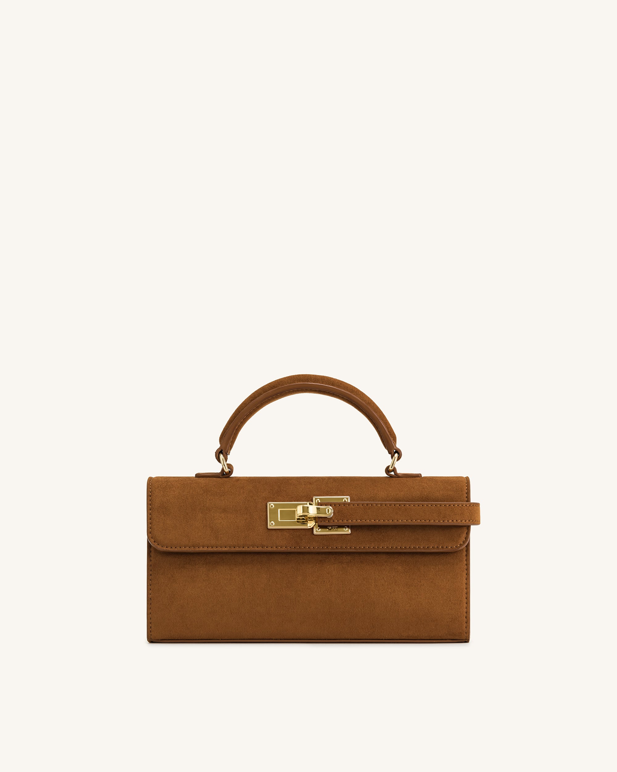 2T199-3-FRONT Keyla Faux Suede Top Handle Bag - Brown - Image 1