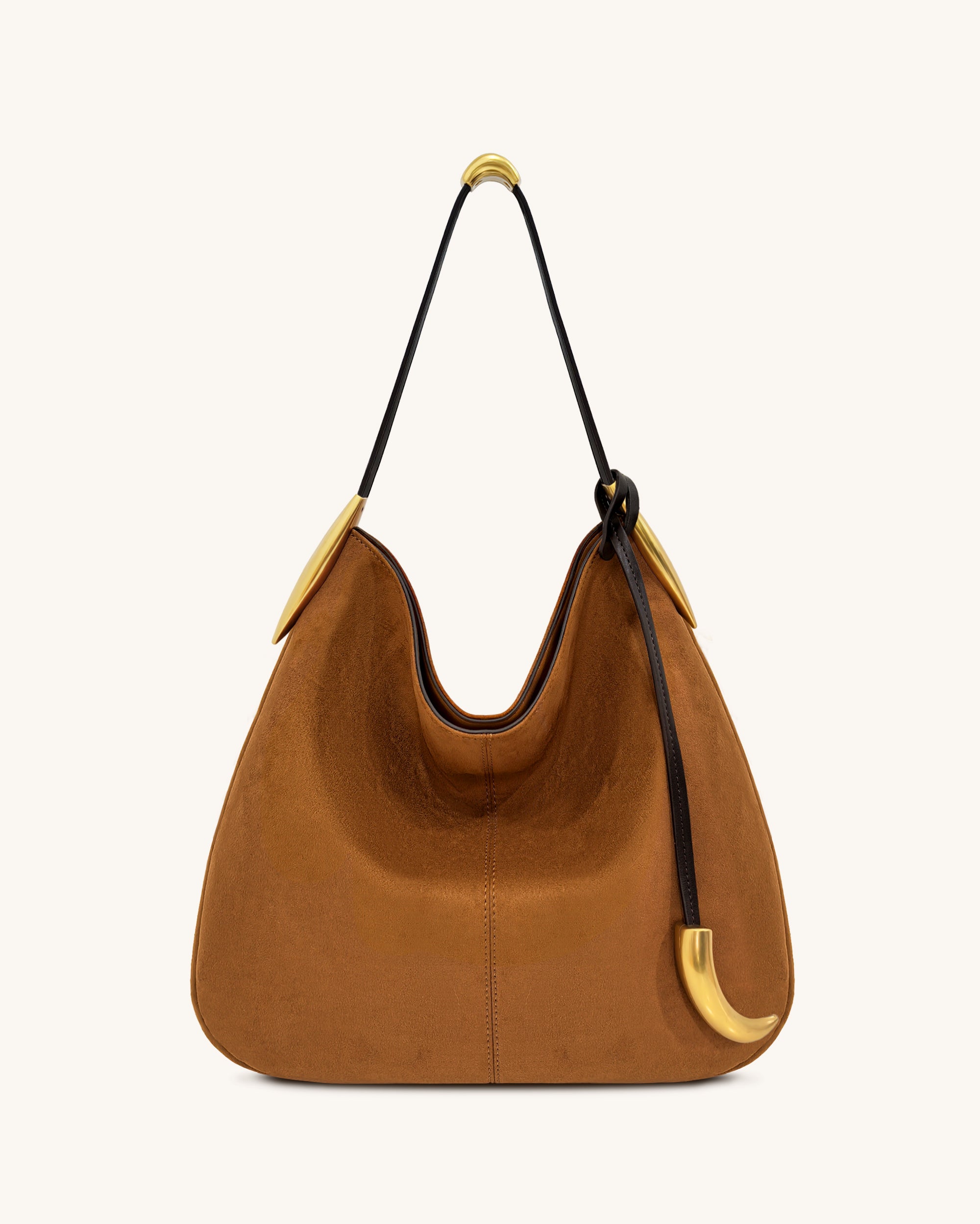 2T231-3_1_2 Nina Metal Charm Hobo Bag - Brown - Image 1
