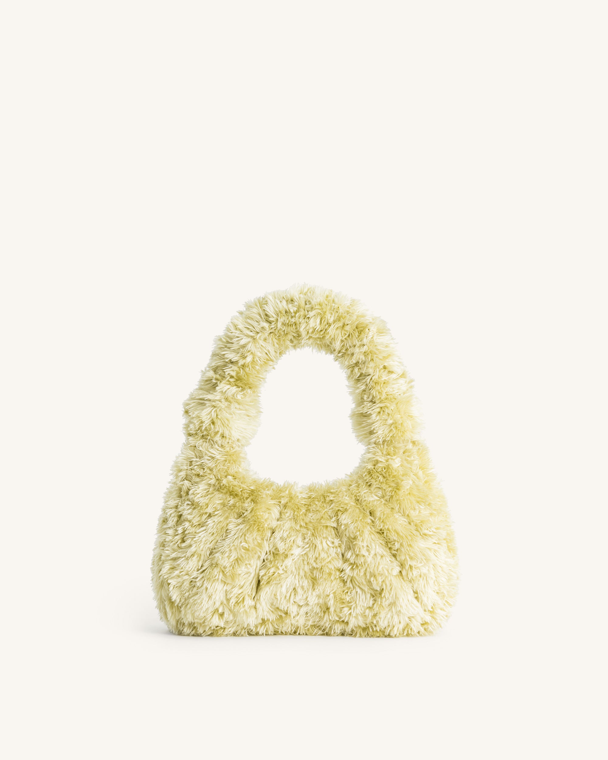 2T34-73 Gabbi Faux Fur Medium Ruched Hobo Handbag - Light Green - Image 1