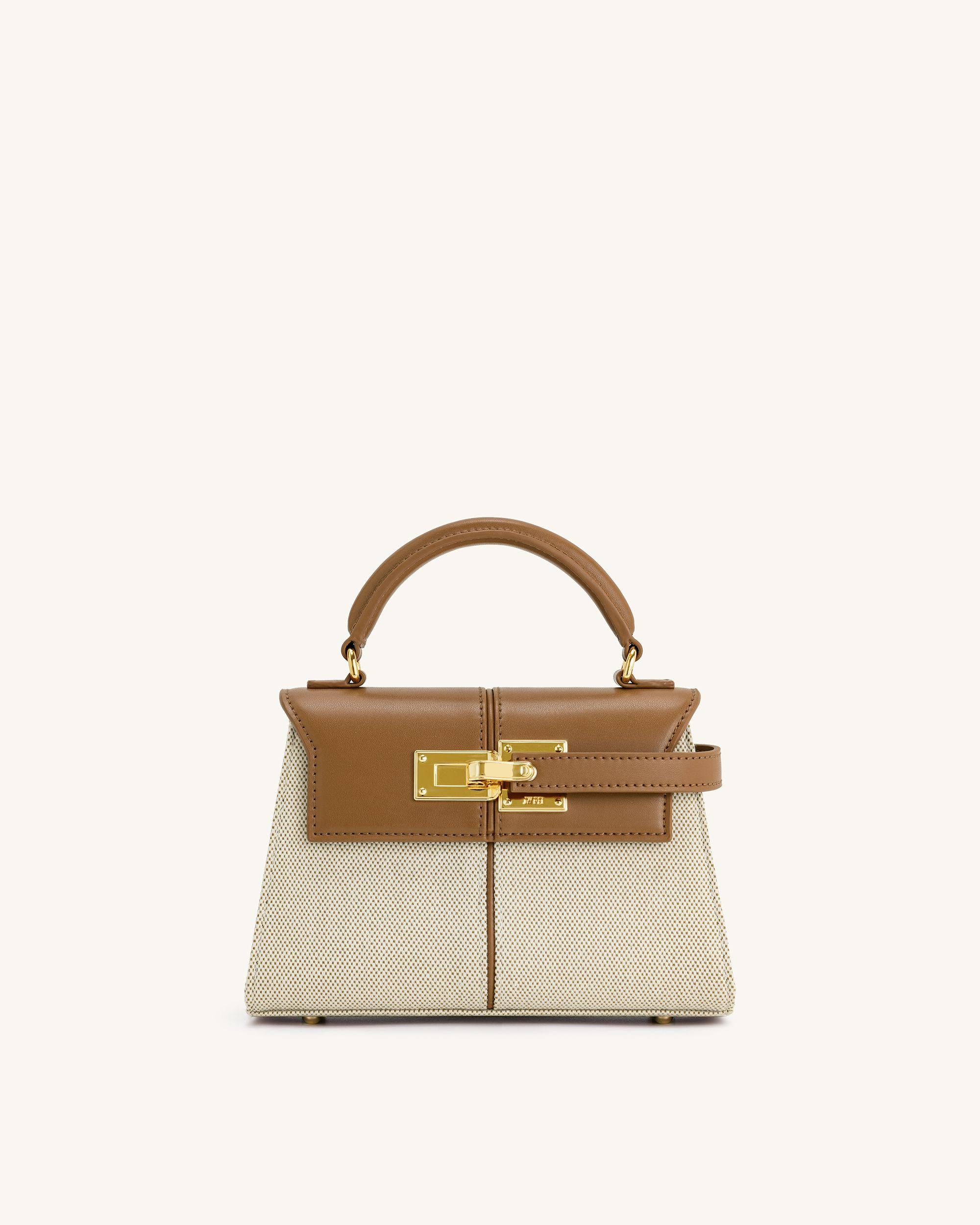 2T47-31_1_a4b76665-cb43-4c0f-ad6c-00b5ce38860e Elise Top Handle Bag - Brown Canvas - Image 1