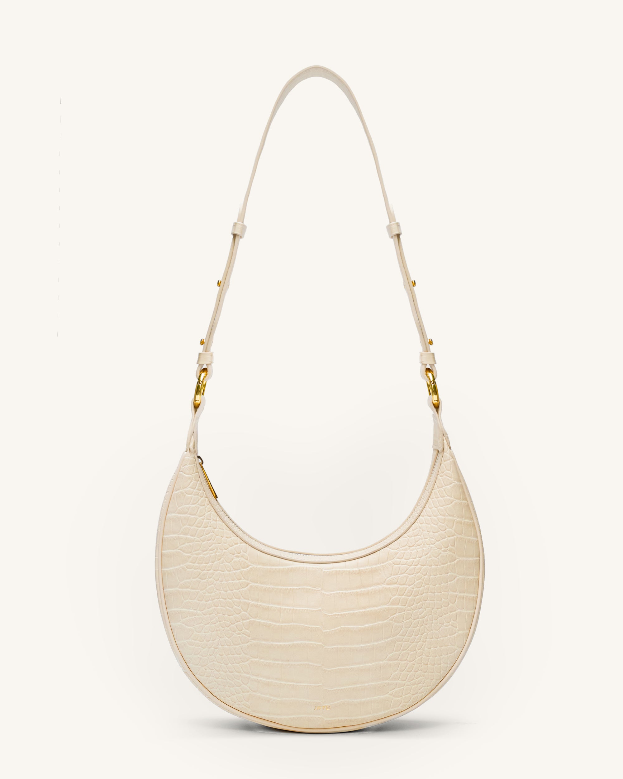 302-6Strap Carly Saddle Bag - Ivory Croc - Image 1