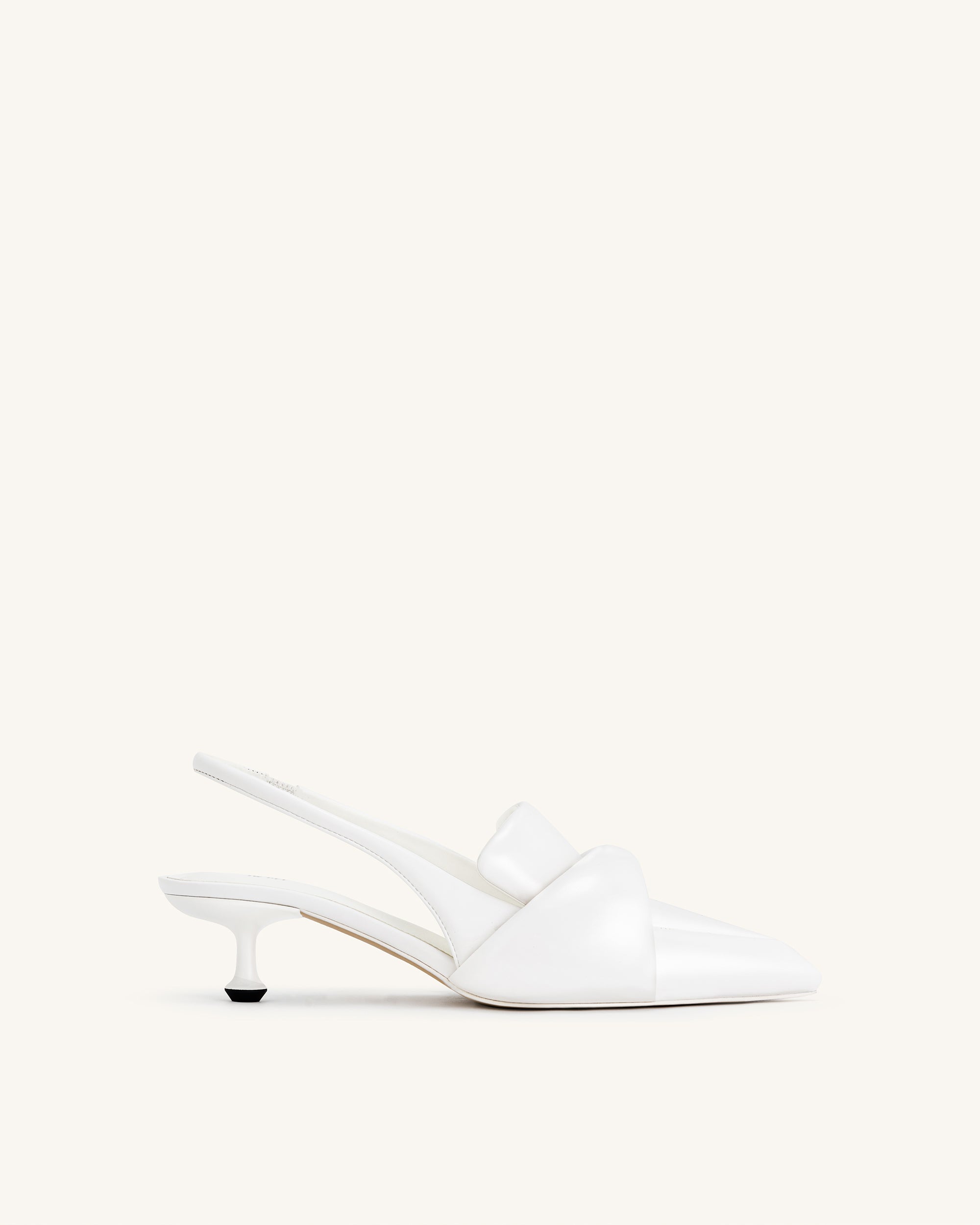 4PS03-22_SIDE3 Carla Soft Padded Kitten Heel Pumps - White - Image 1