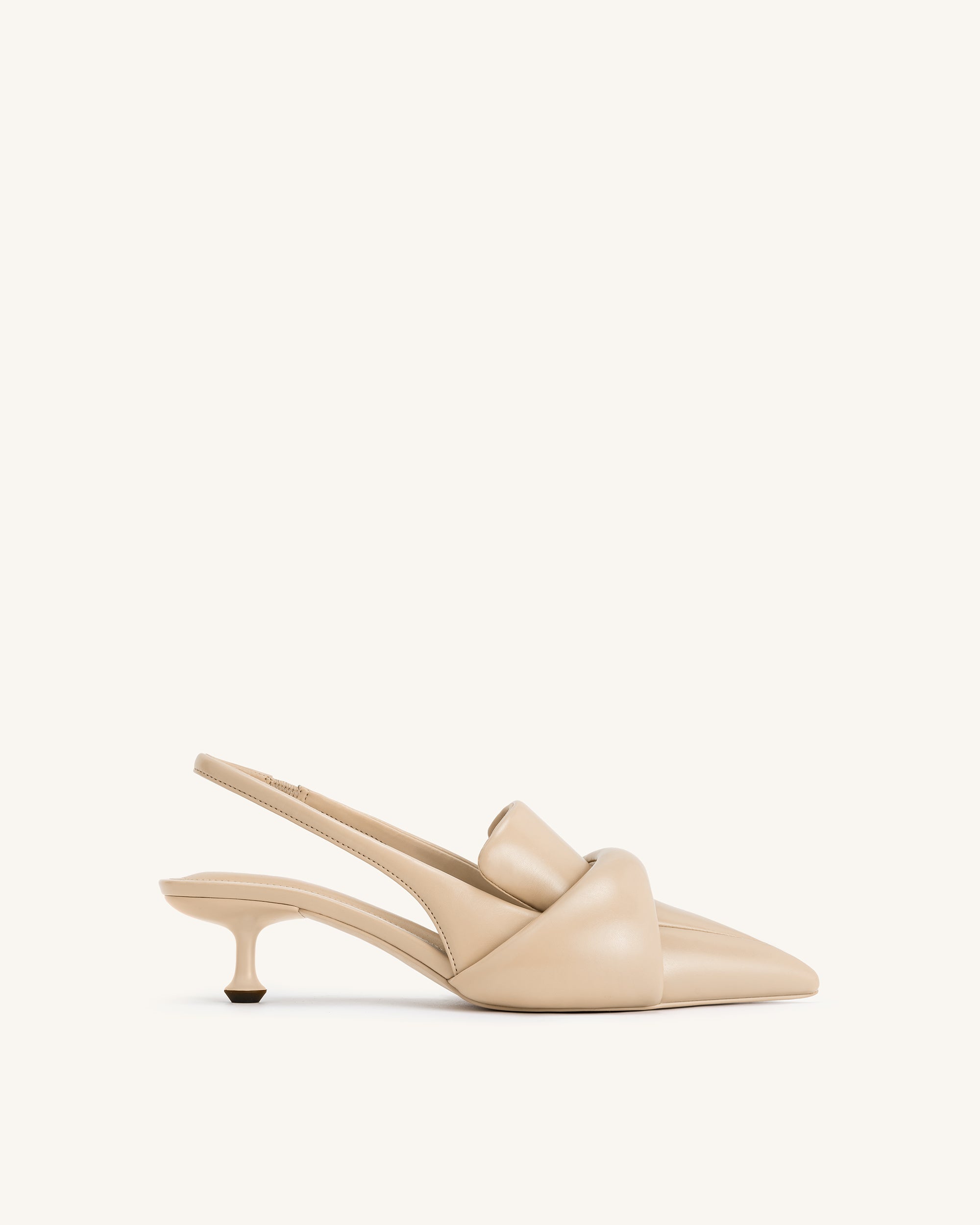 4PS03-32_SIDE3 Carla Soft Padded Kitten Heel Pumps - Apricot - Image 1