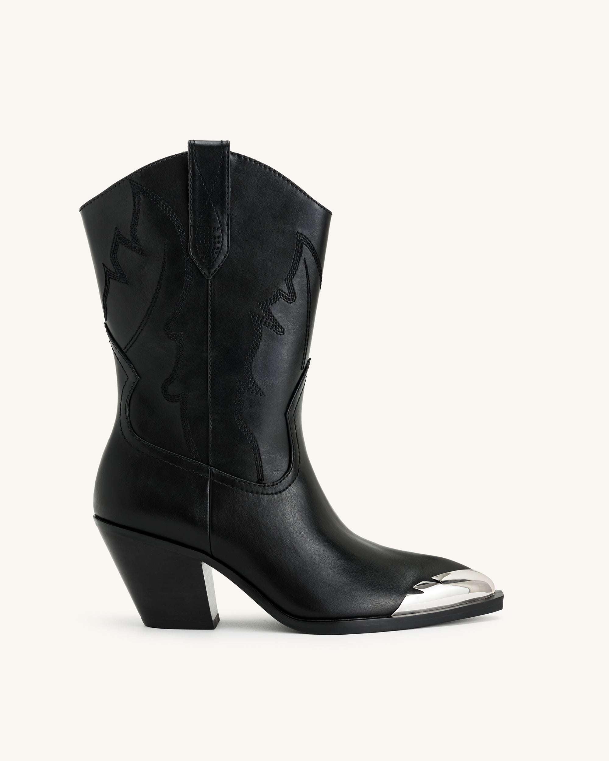 5BS05-1_2 Riya Cowboy Boot - Black - Image 1