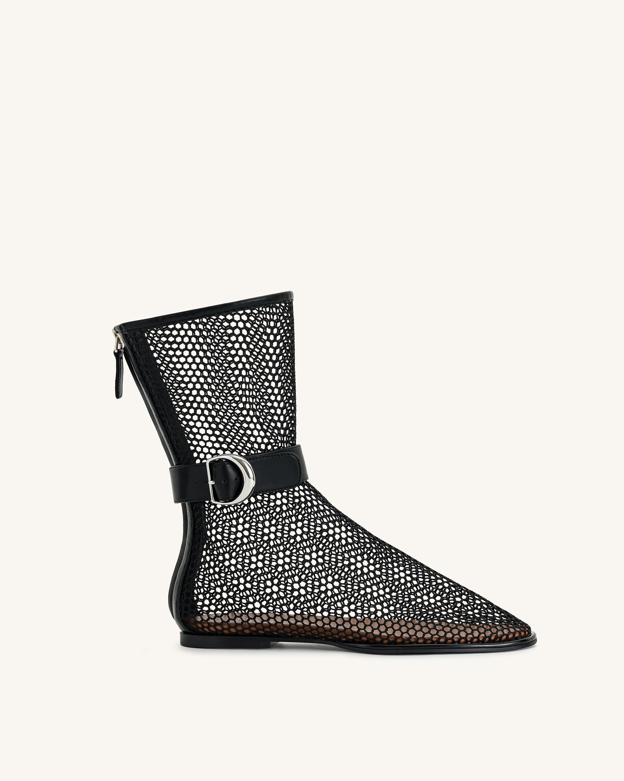 5BS70-1-FRONT Sophia Mesh Boots - Black - Image 1