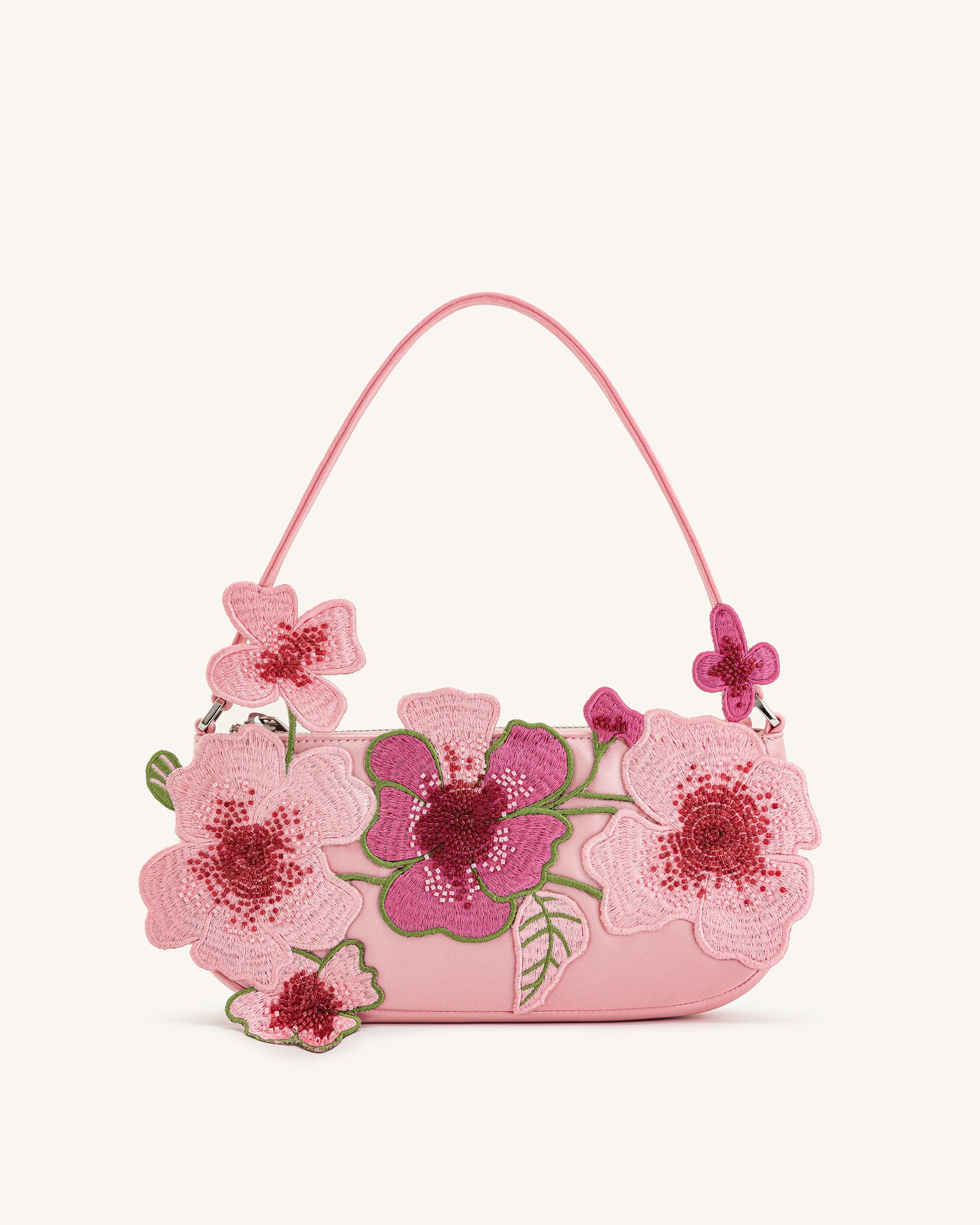 5S215-4-FRONT.png Leona Bead Embellished Shoulder Bag - Pink - Image 1