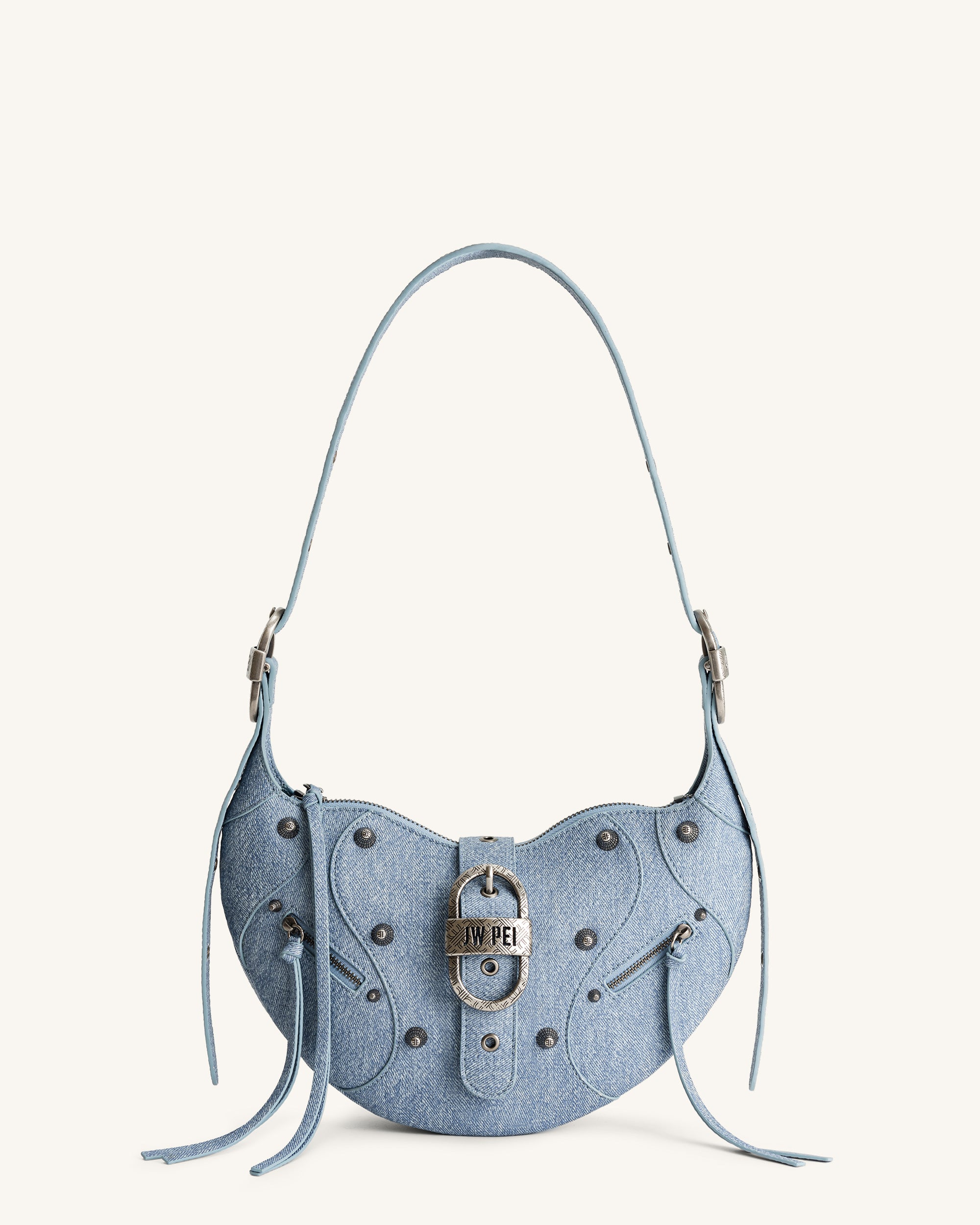 5S34-5 Tessa Denim Embossed Shoulder Bag - Blue - Image 1
