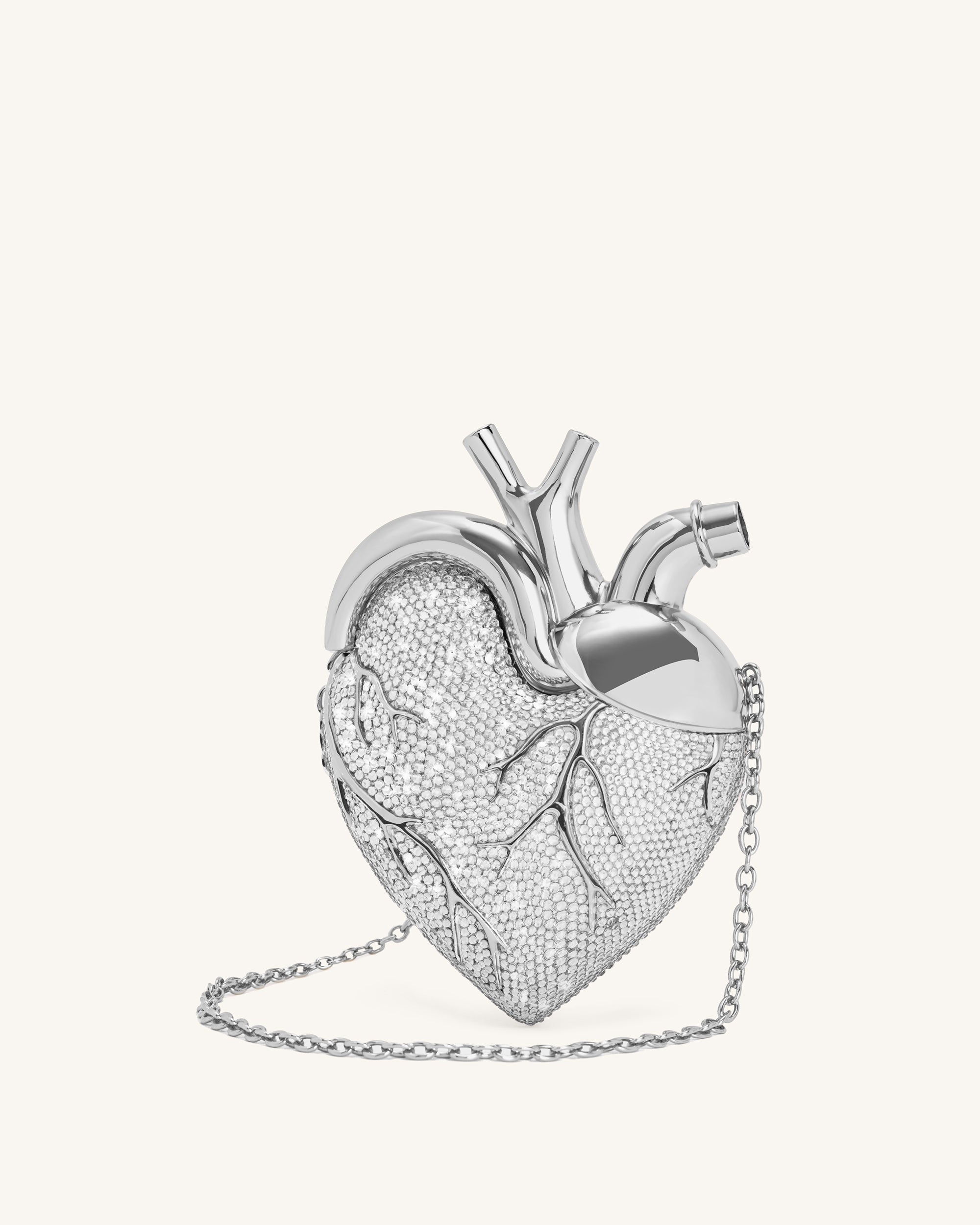 738-9_SIDE1 Maren Artificial Crystal Heart Shaped Bag - Silver - Image 1