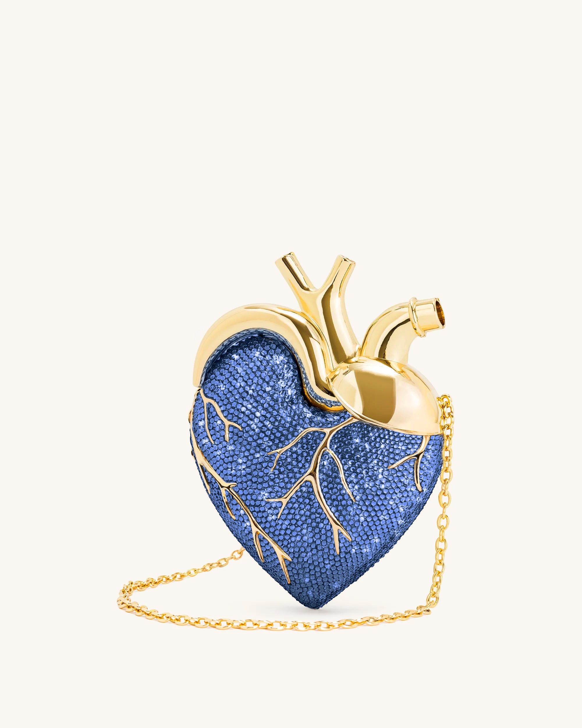 738_2_7 Maren Artificial Crystal Heart Shaped Bag - Cobalt Blue - Image 1