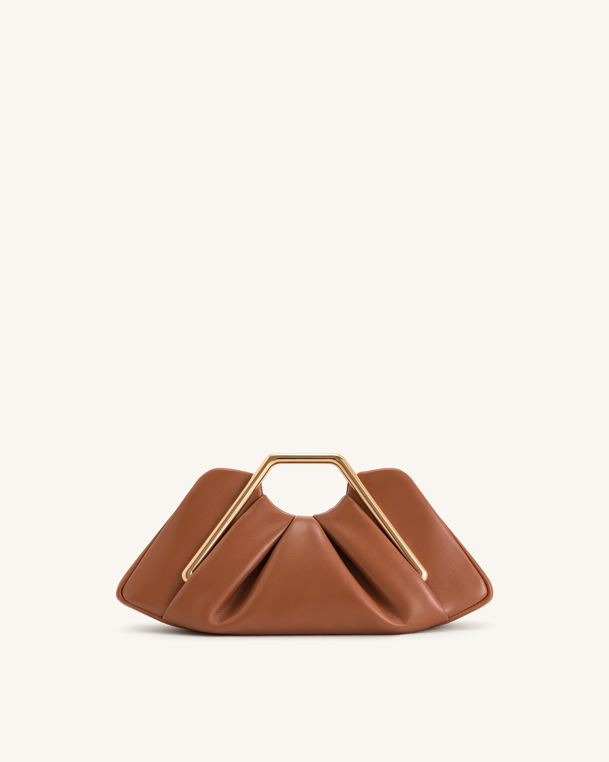 7C57-3-FRONT Lila Metal Frame Clutch - Brown - Image 1