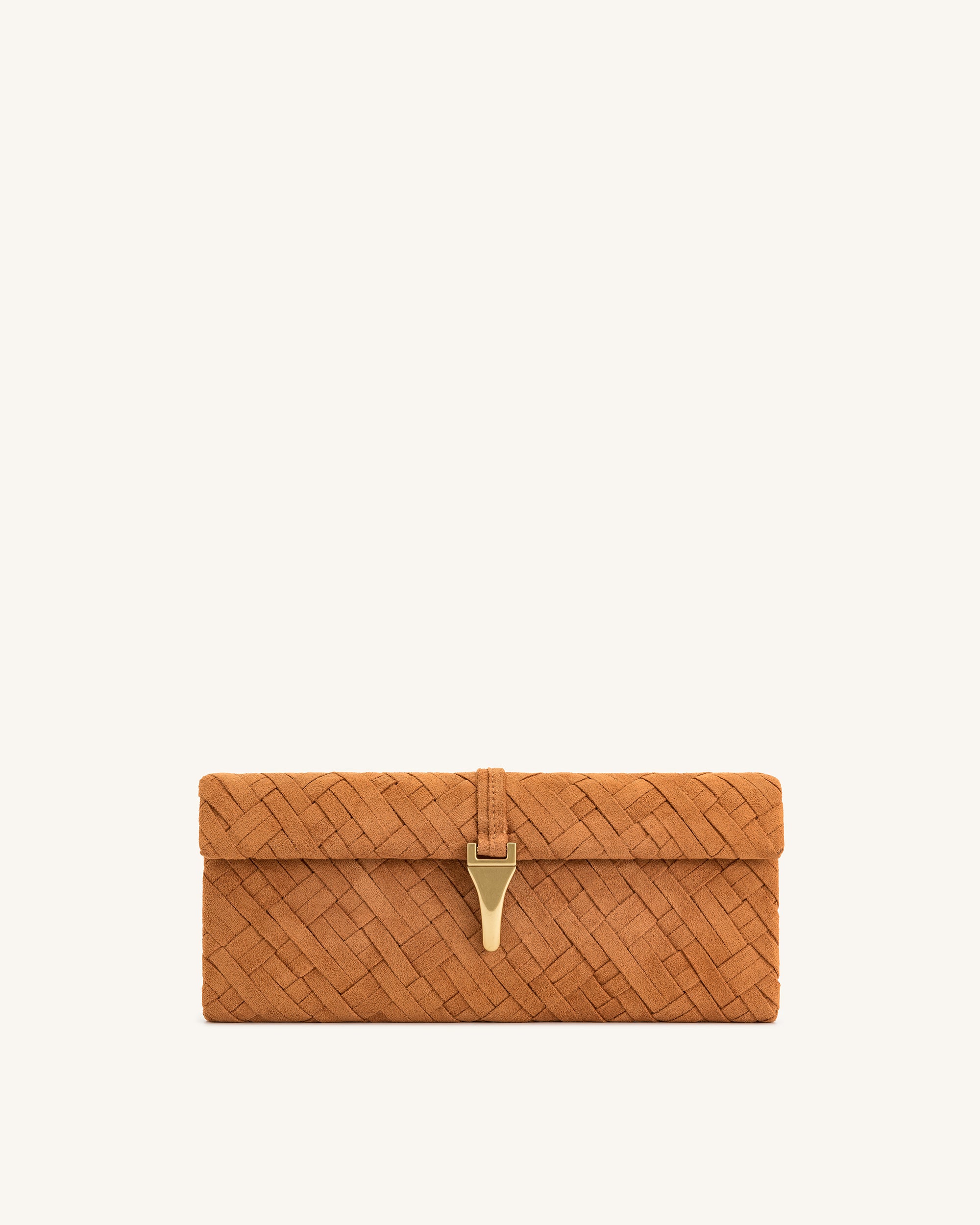 7C58-3-FRONT Zaria Woven Clutch - Brown - Image 1