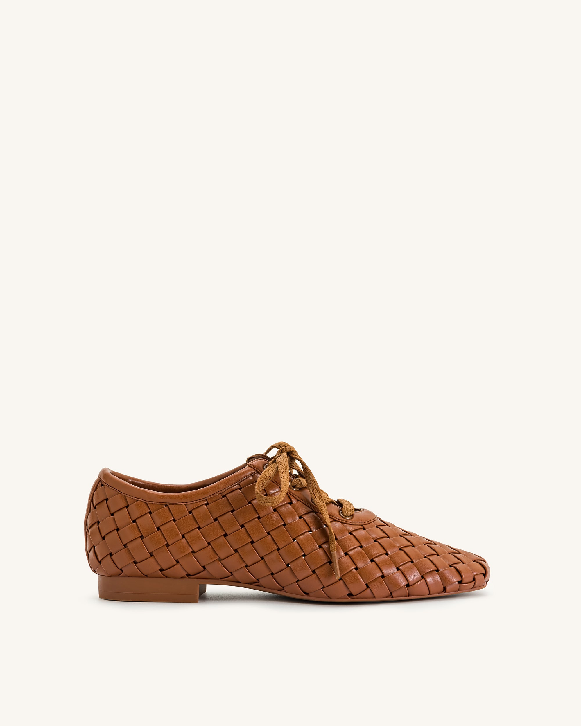 9FS10-32-SIDE1_aef257d3-6c40-4a04-822b-215b27db21e1 Kayla Weave Strap Flat Shoes - Brown - Image 1