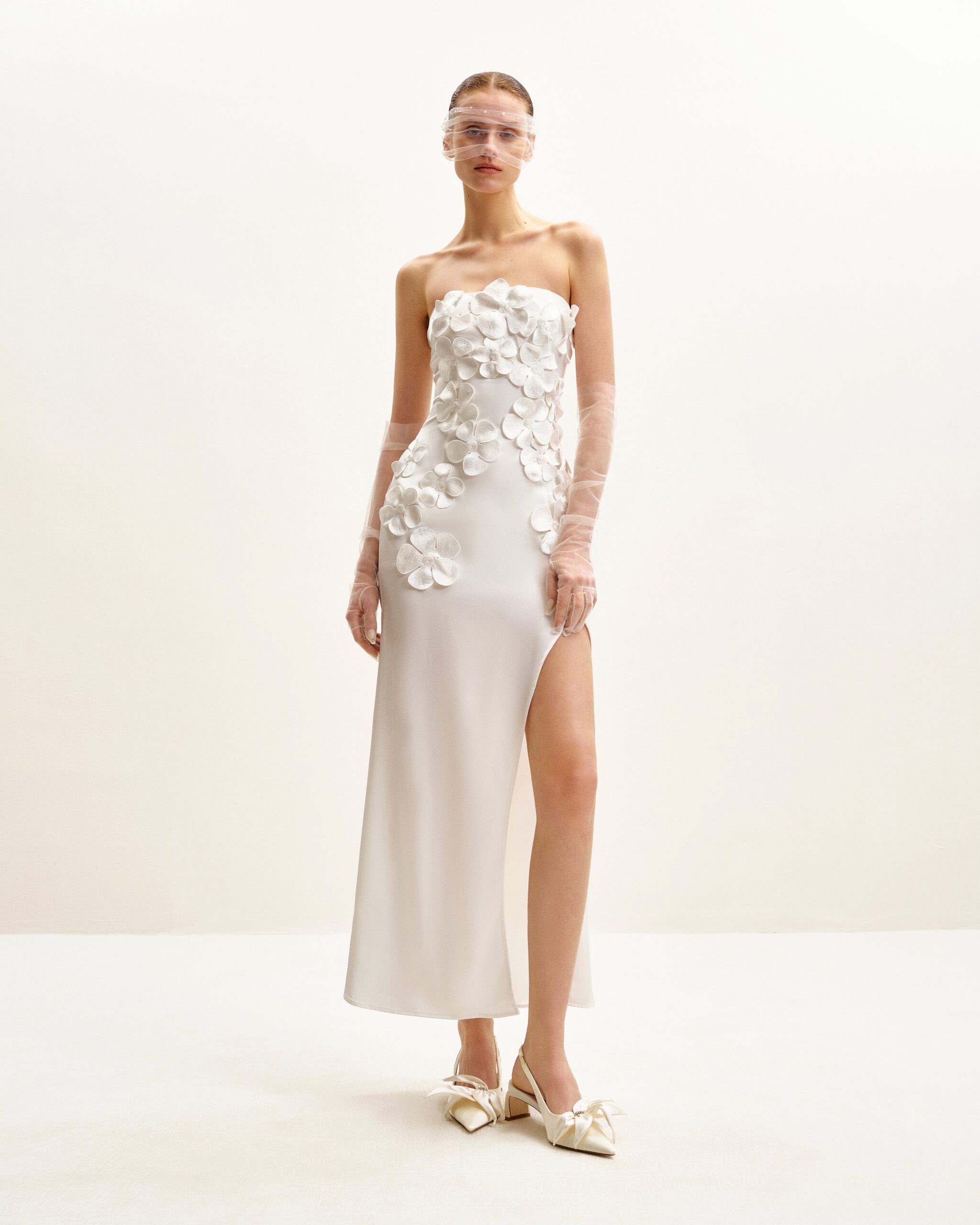 DS024-2_1 Floral Embroidered Long Dress - White - Image 1