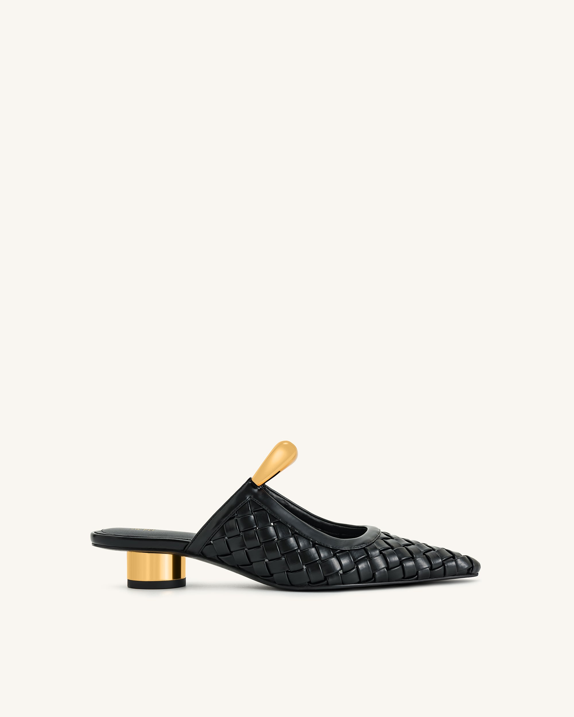 J3120505-12-SIDE1 Helena Weave Pierced Mules - Black - Image 1