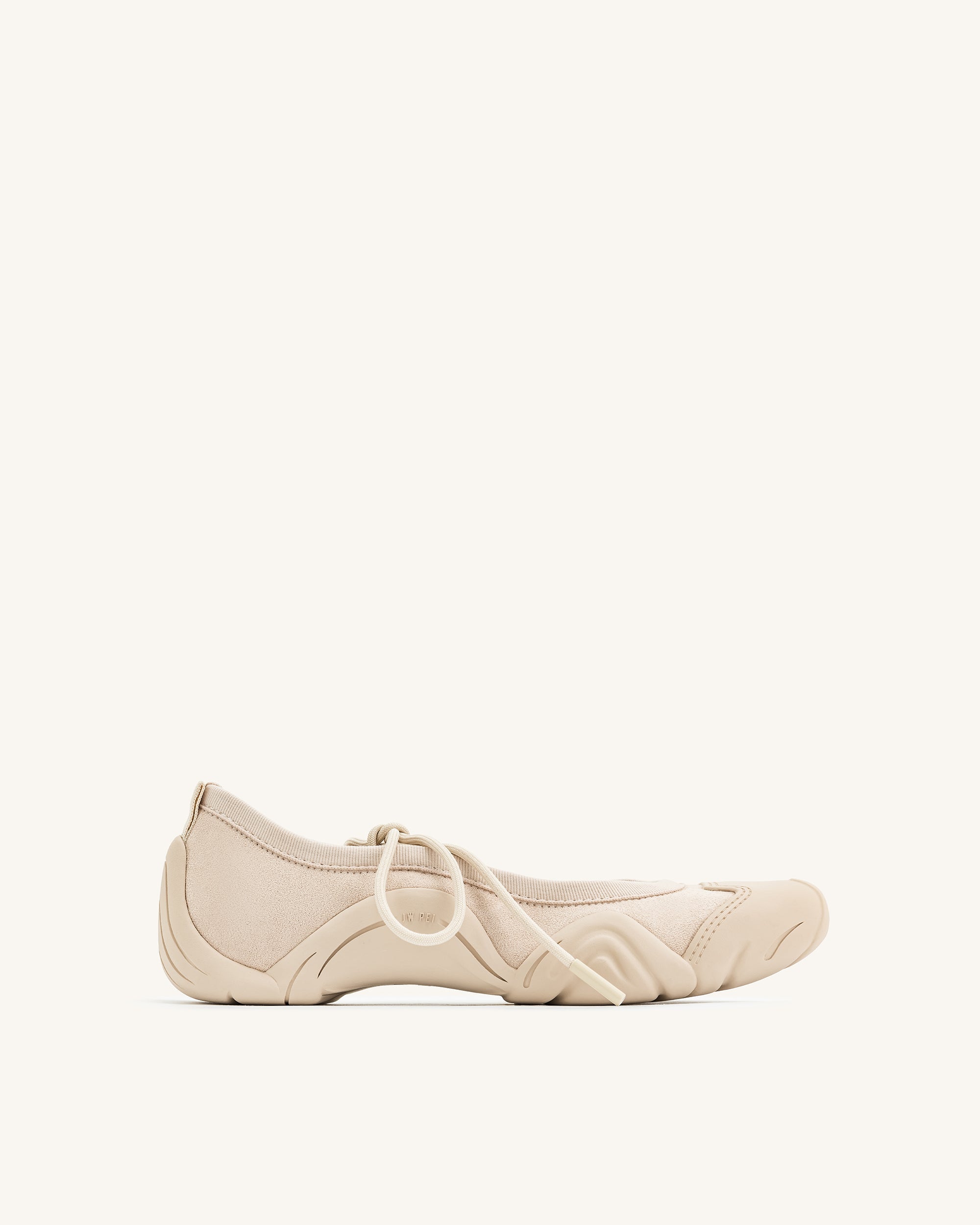 JF30521-2-FRONT_5288e65f-94f8-47af-ab60-faa693c2ad4c Caitlin Lace-up Ballerina Sneakers - Beige - Image 1