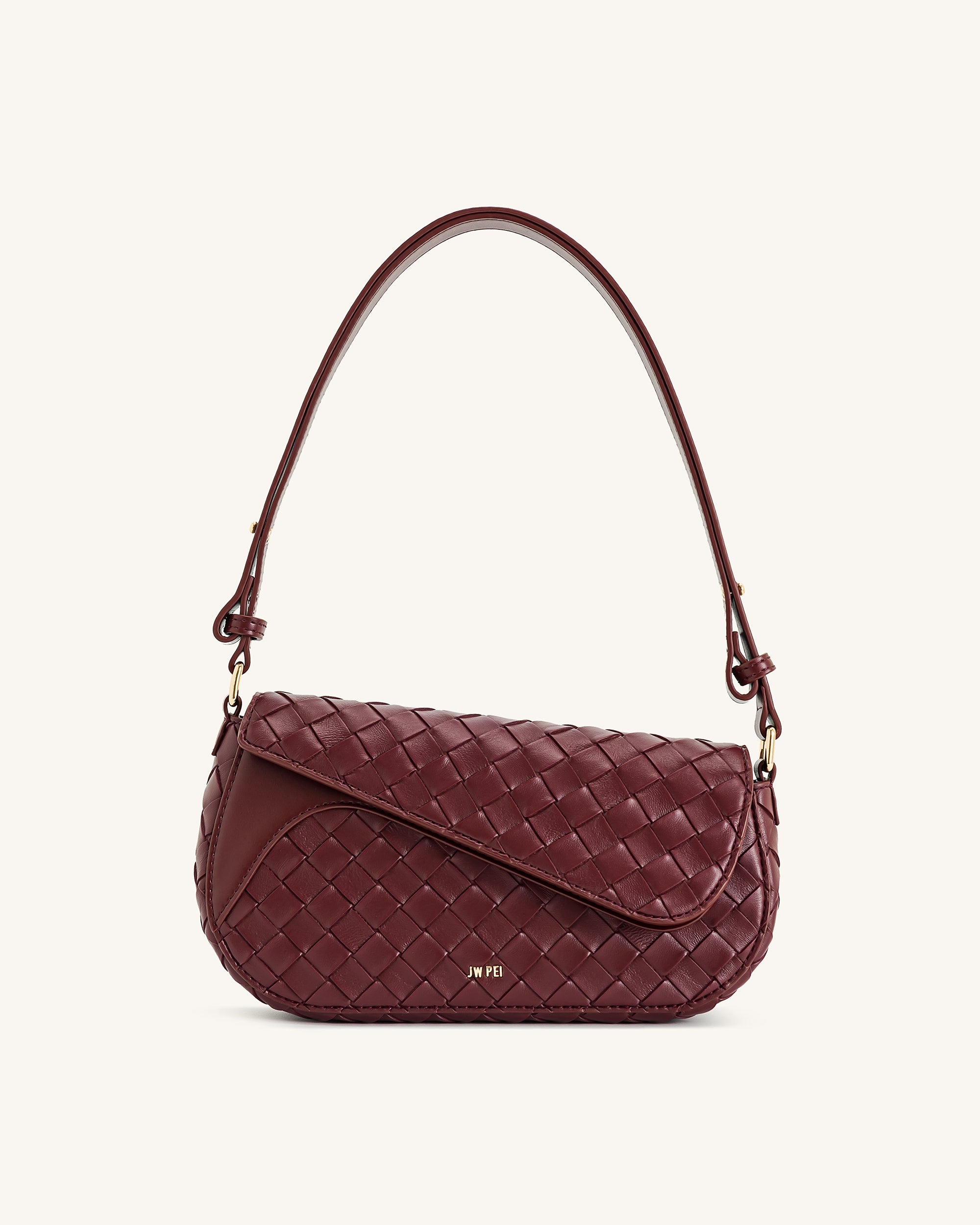 JH30314-41-FRONT Addisyn Weave Texture Shoulder Bag - Burgundy - Image 1