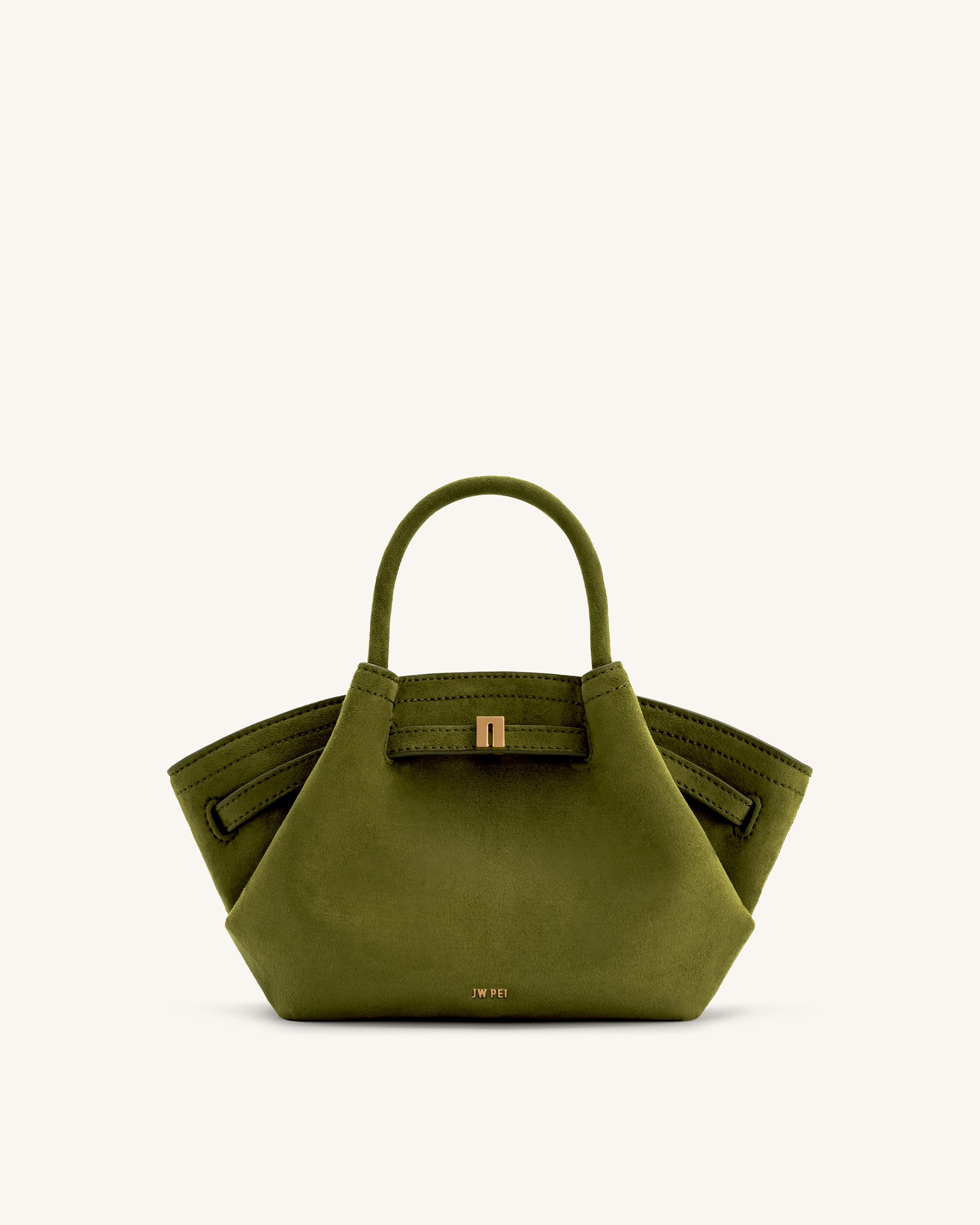 JH306A03-7_FRONT_6eb70dfa-c65a-477b-9f00-6aa75fe4e62f Hana Mini Faux Suede Tote Bag - Dark Olive - Image 1