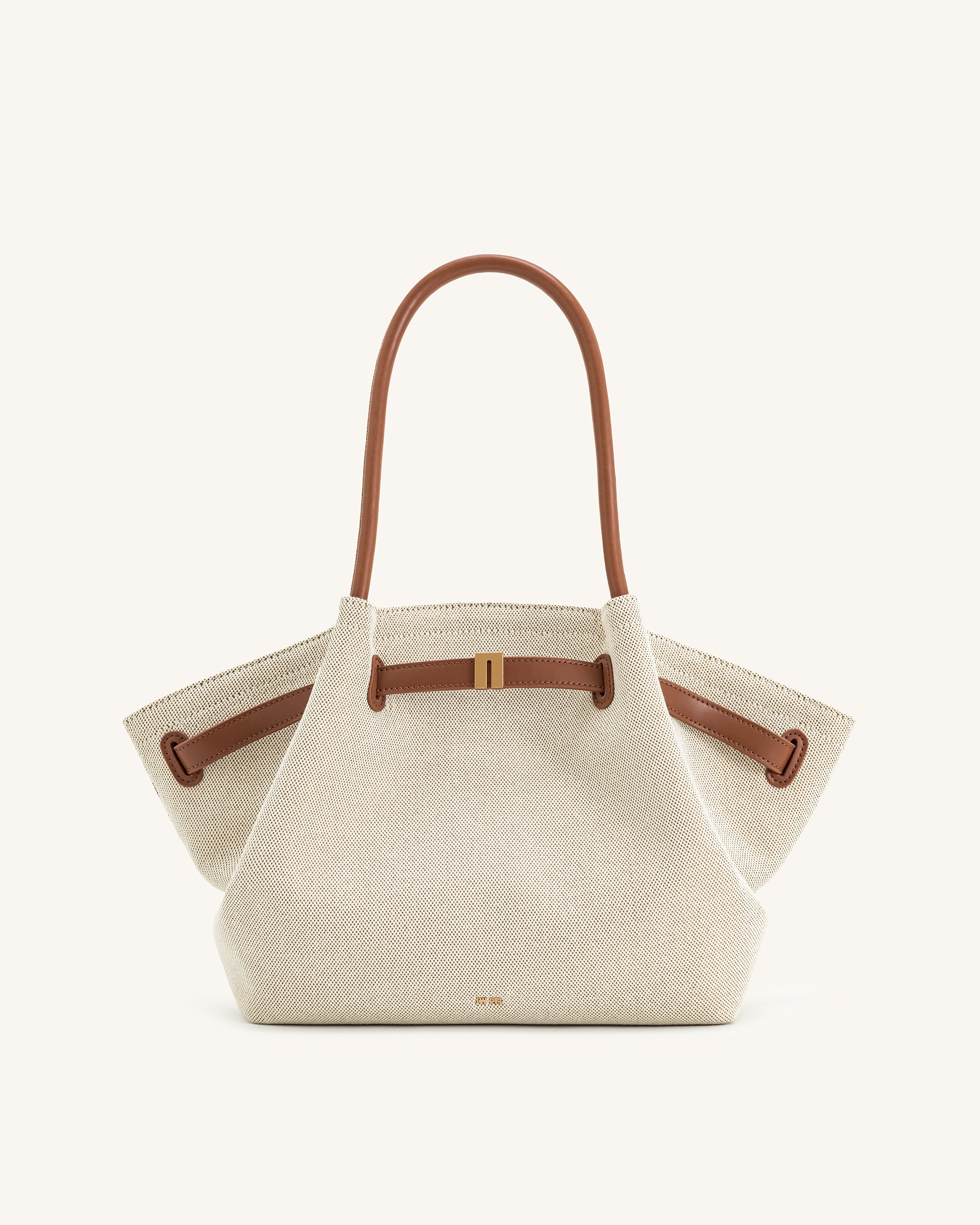 JH306B04-31-FRONT Hana Medium Tote Bag - Brown Canvas - Image 1