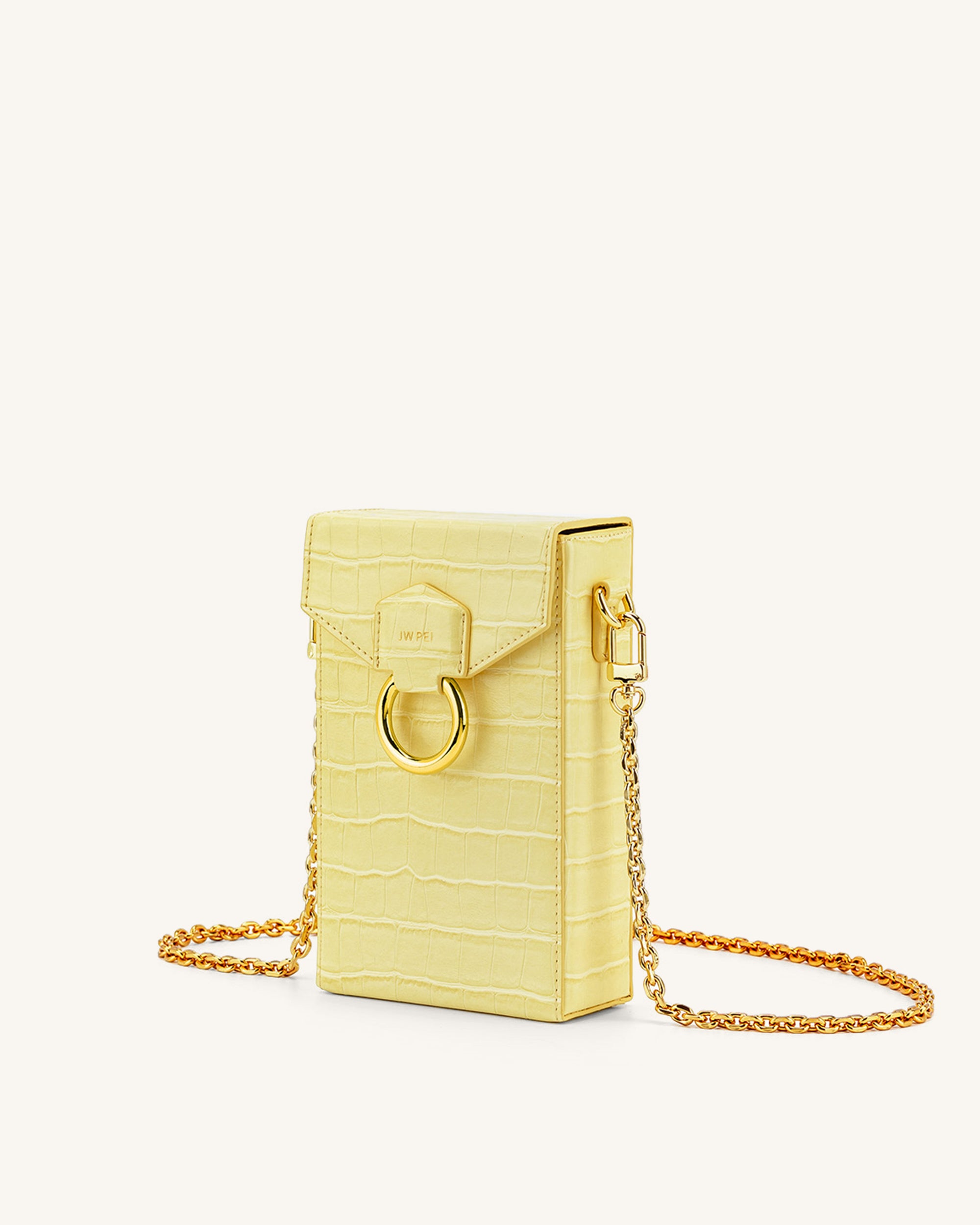 JWE_20200623_192_2_-1 Lola Gradient Chain Phone Case - Light Yellow Croc - Image 1
