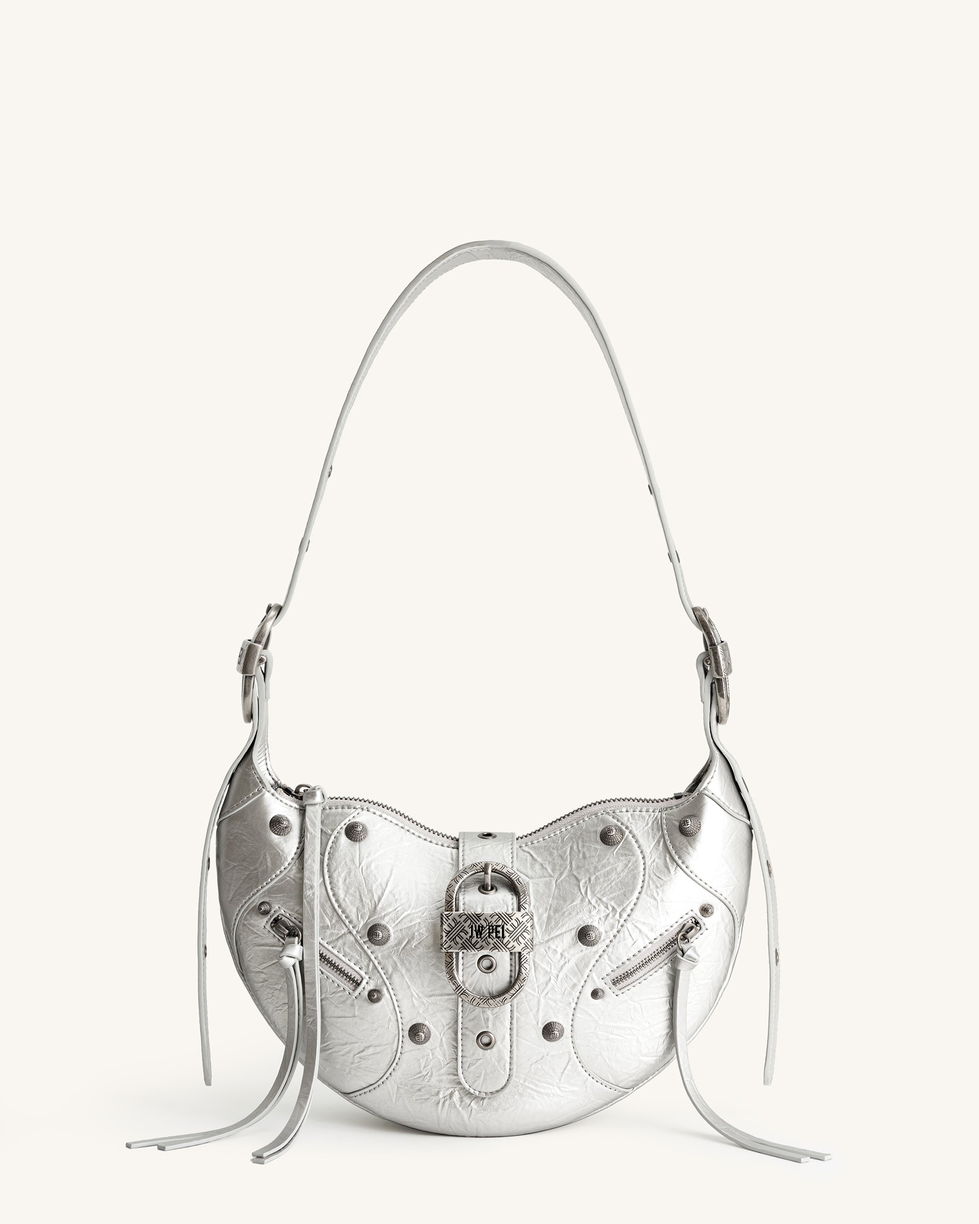 JWE_20230210_059 Tessa Metallic Pleating Shoulder Bag - Silver - Image 1