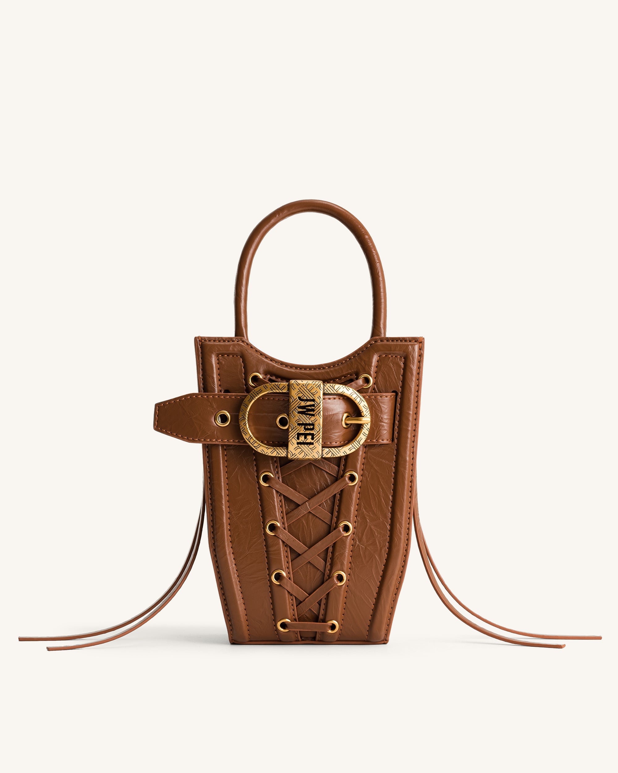 JWE_20230411_0131 FEI Crushed Straps Phone Bag - Brown - Image 1