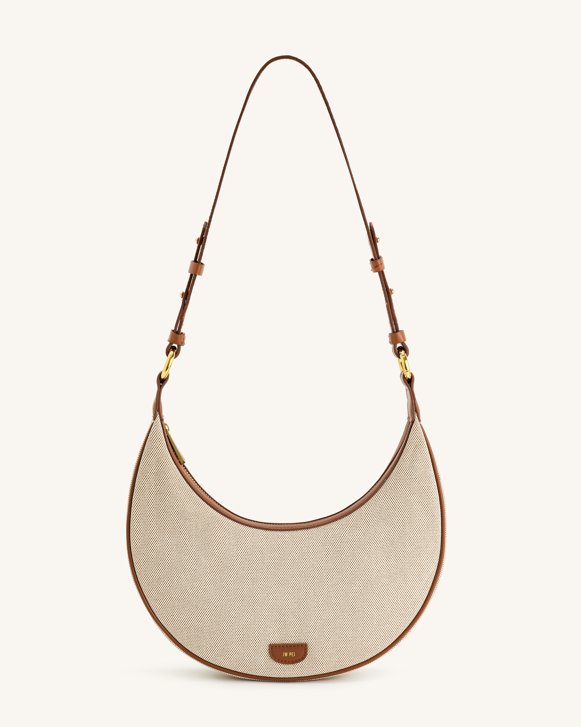 JWE_20230728_005 Carly Canvas Saddle Bag - Beige - Image 1
