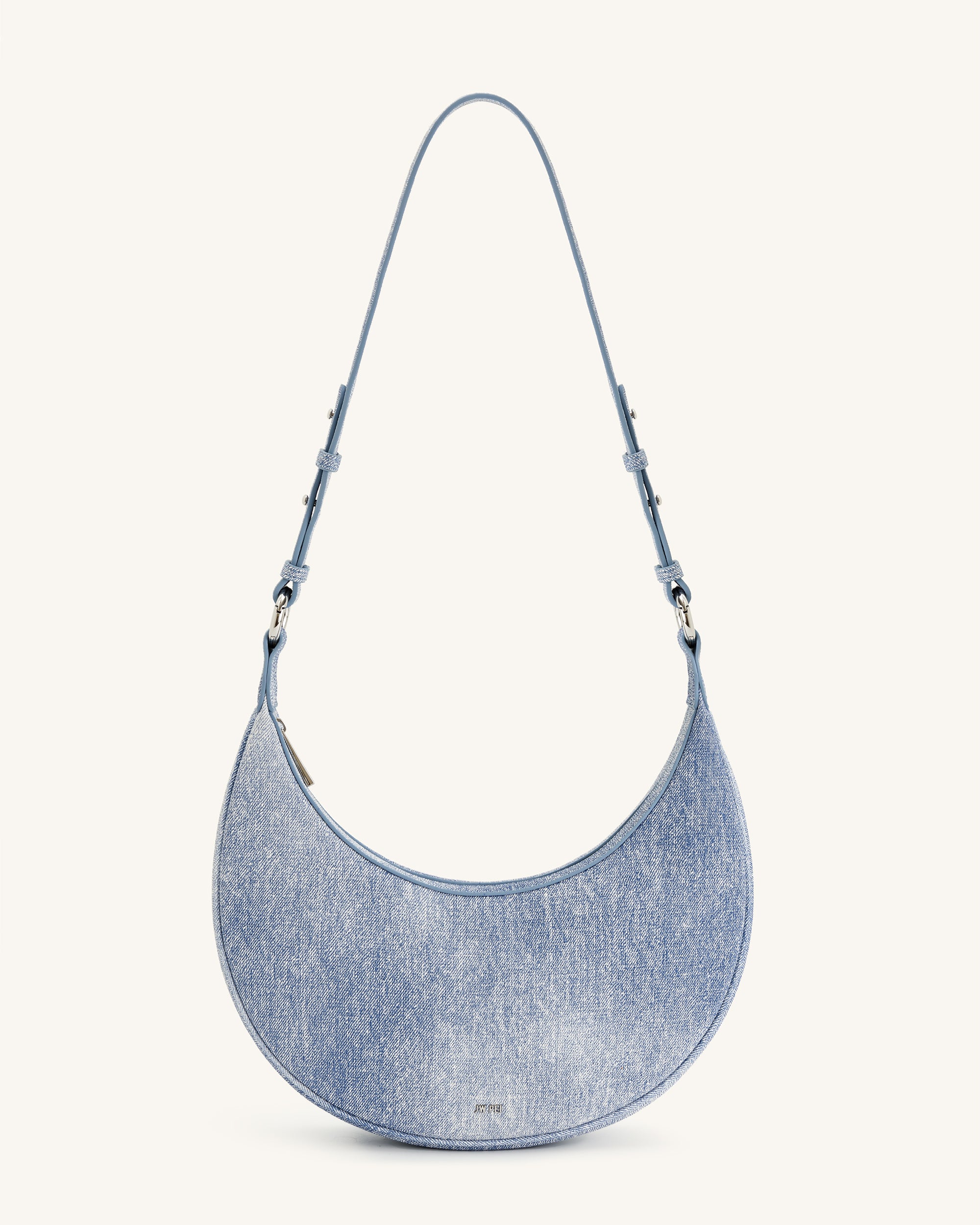 JWE_20230728_009 Carly Denim Embossed Saddle Bag - Blue - Image 1