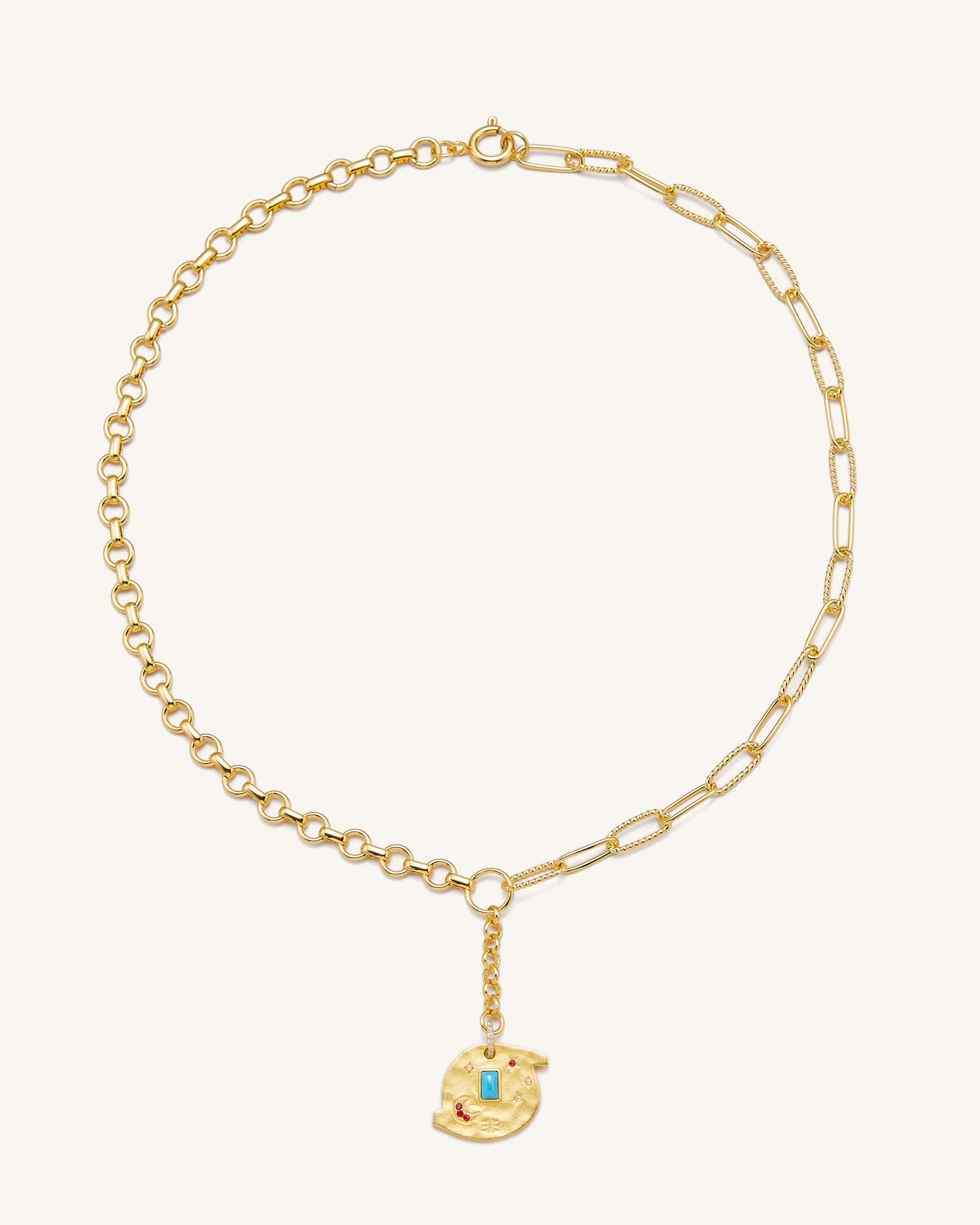 NE009-3_a_056059bf-a5d7-4a9b-9b38-1eebee807921 Cosmos Round Necklace - 18ct Gold Plated & Multicolor Zircon - Image 1