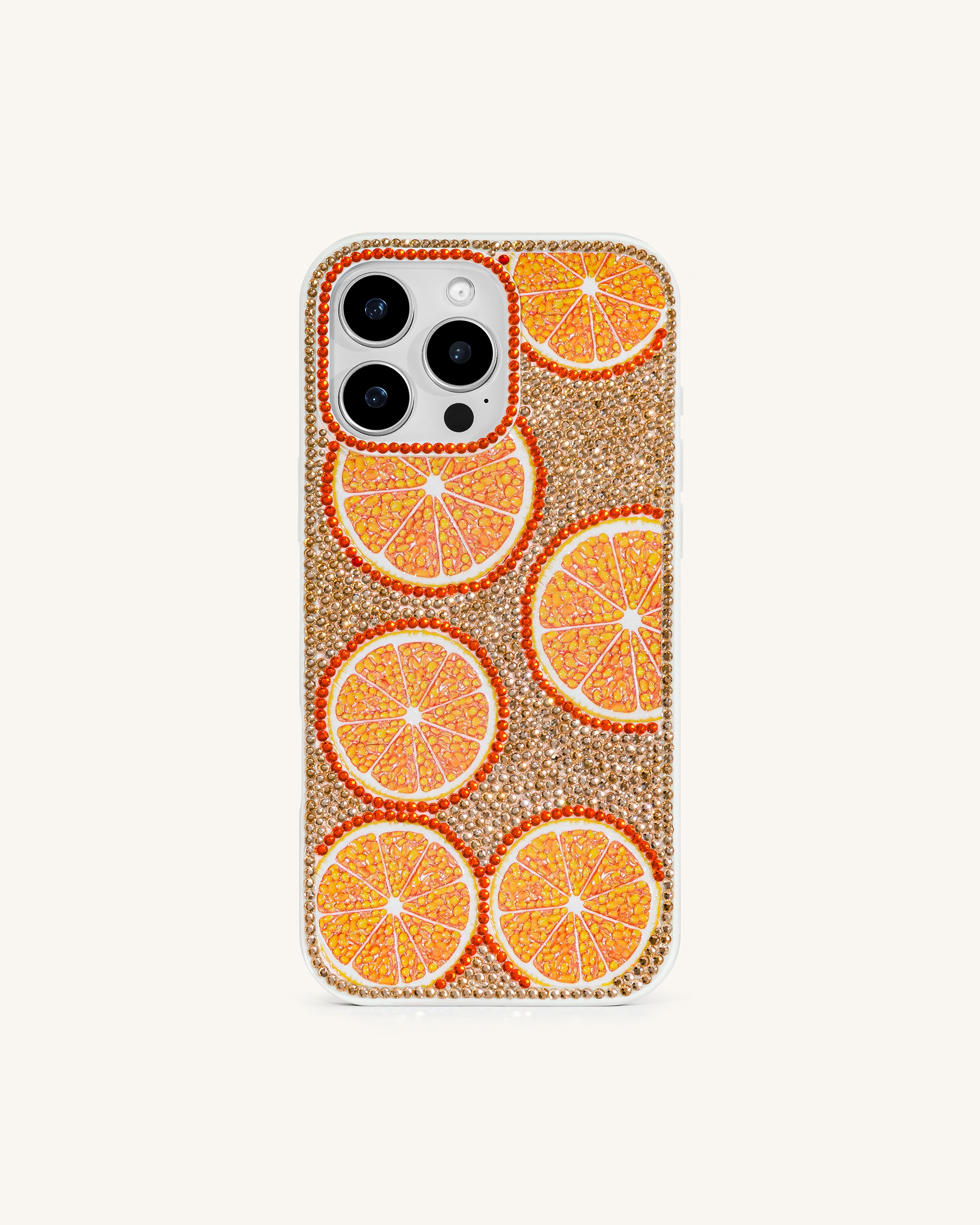PE073-0-FRONT Orange Burst Bling Phone Case - Multicolor Orange - Image 1