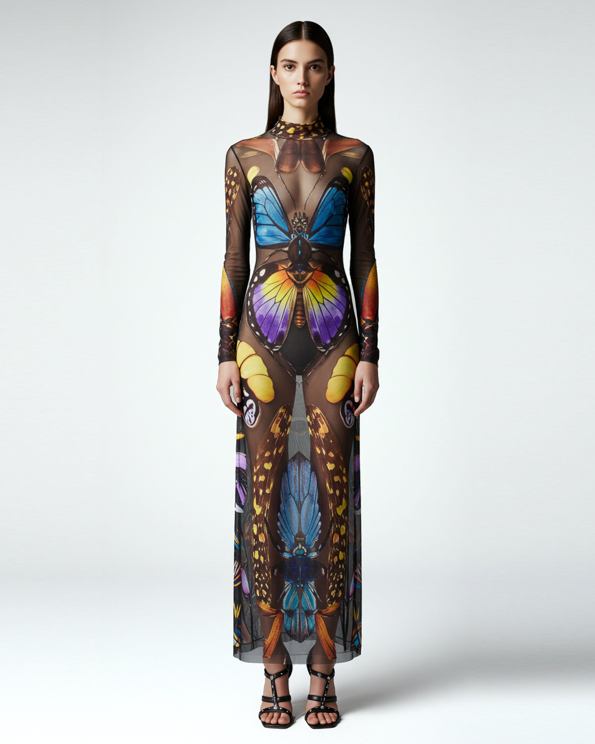 SU040_DS1047-1_139_RTW Butterfly Mesh Maxi Dress - Multicolor - Image 1