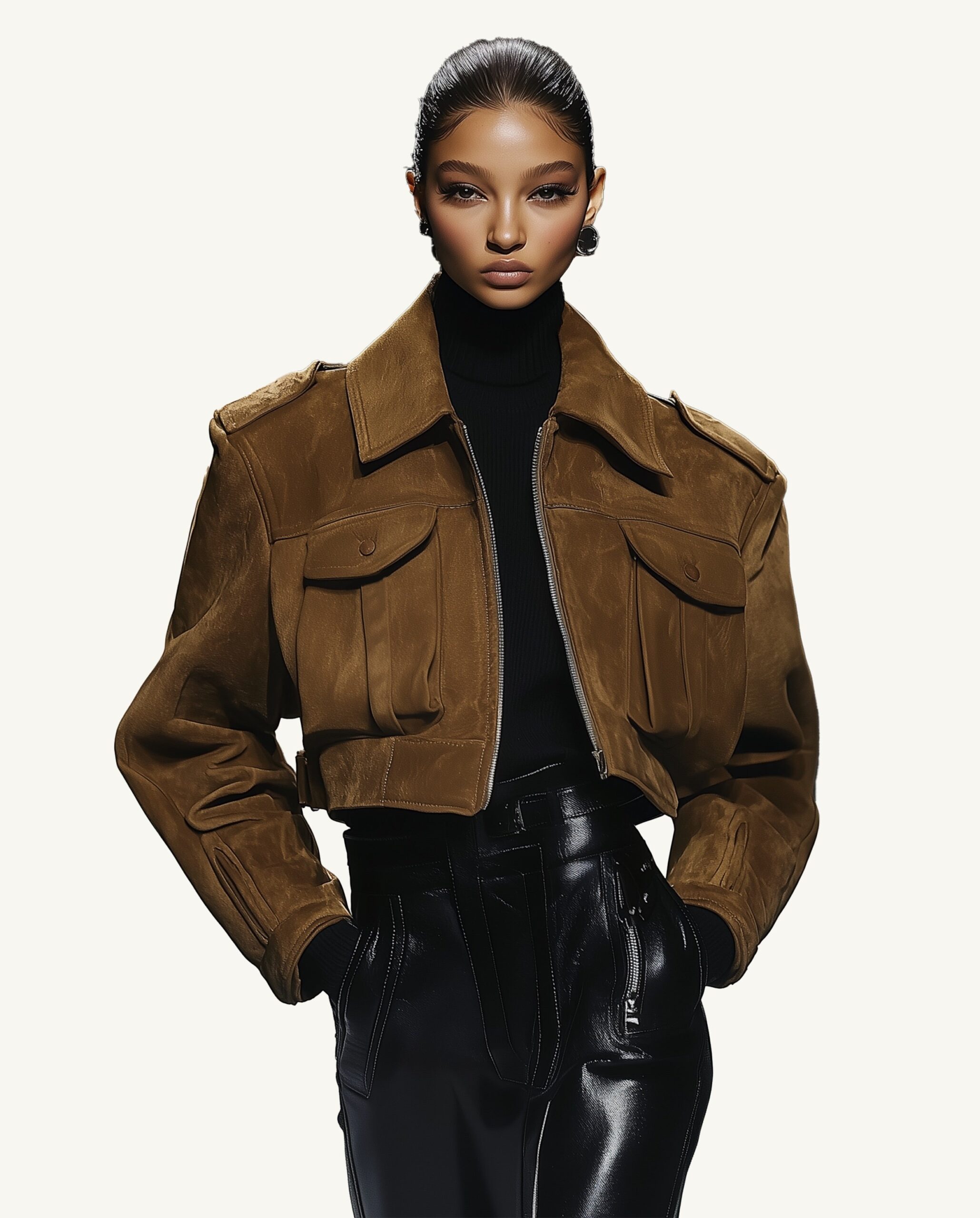 SU052_JC172-3_219_RTW Adeline Faux Suede Jacket - Brown - Image 1