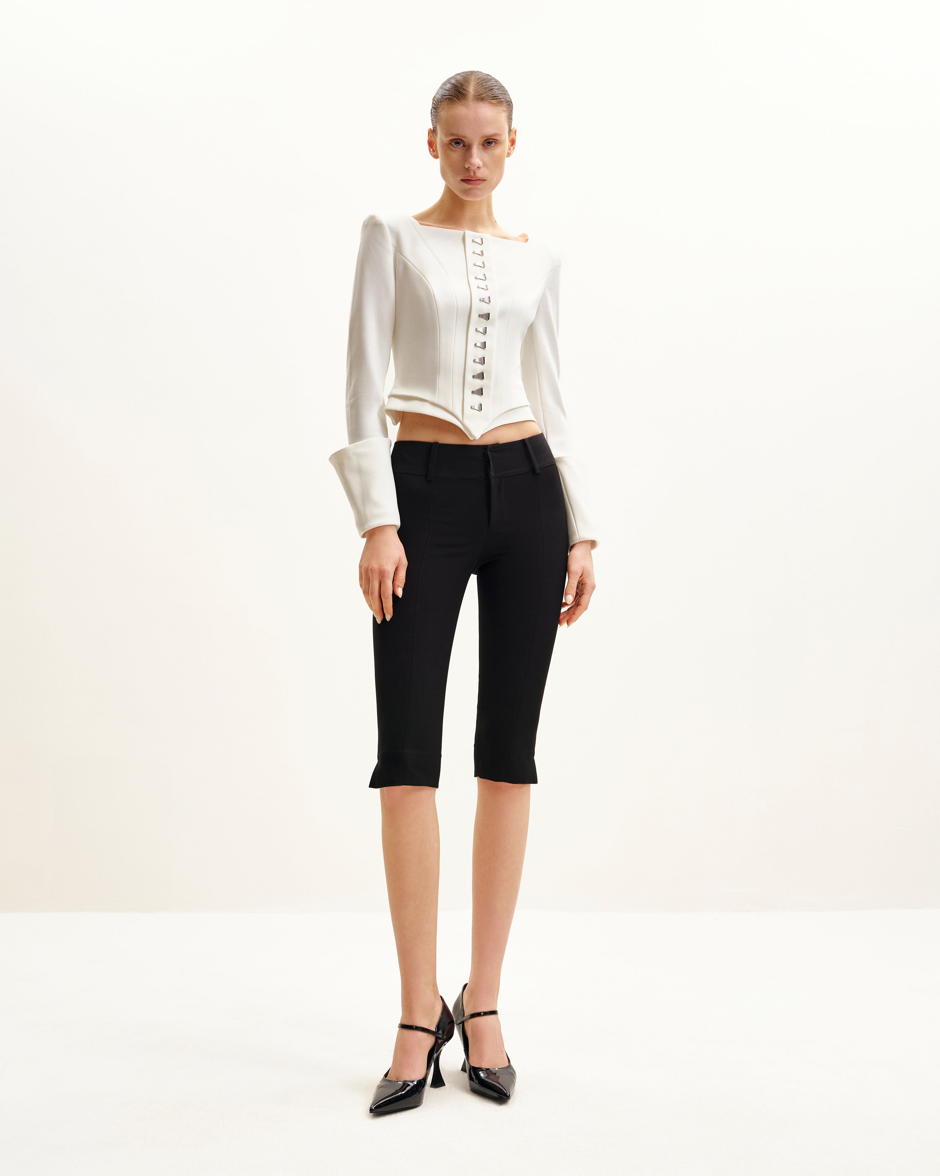 TS108-2_1 Lydia Corset-Inspired Blazer - White - Image 1